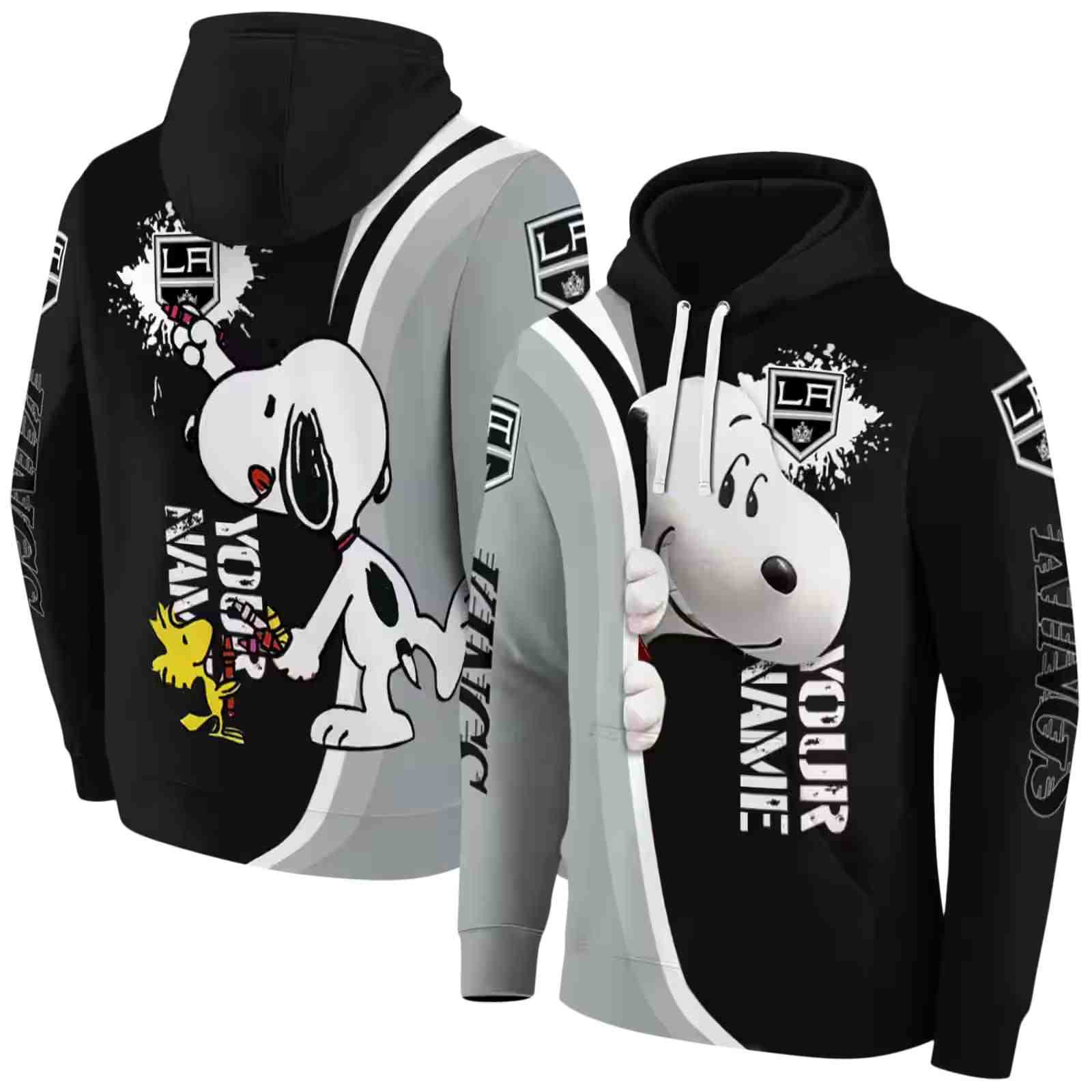 custom los angeles kings peeking snoopy black hoodie fashion forward