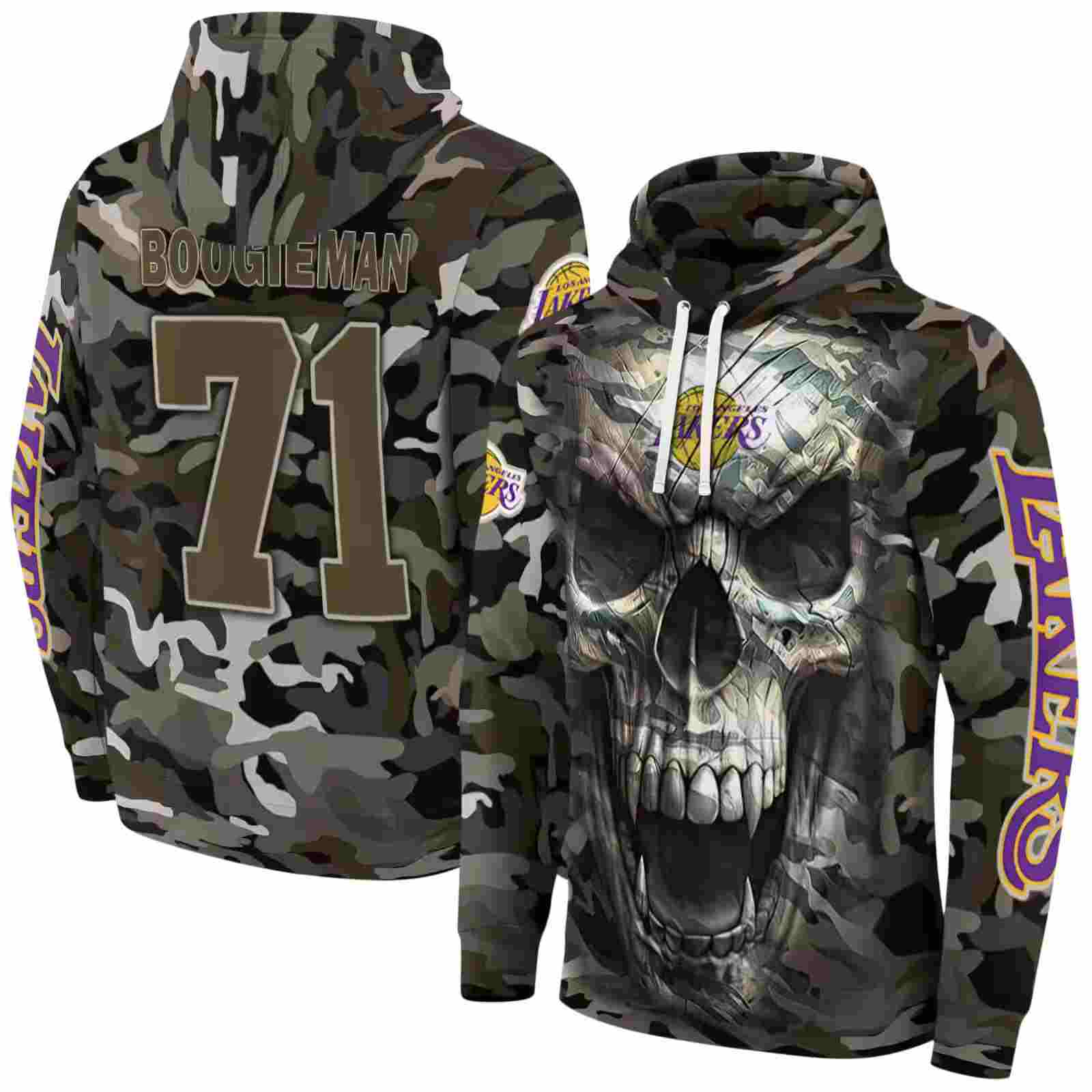 custom los angeles lakers camo skull hoodie fashion forward