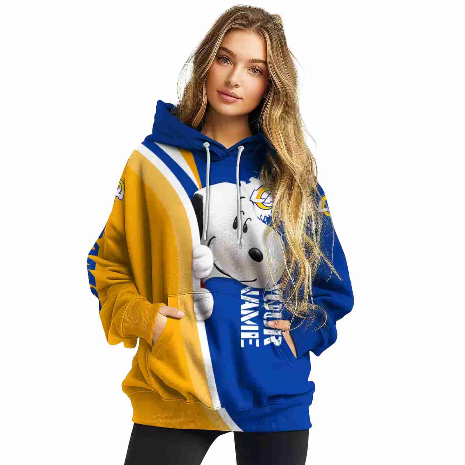 custom los angeles rams peeking snoopy blue hoodie high quality