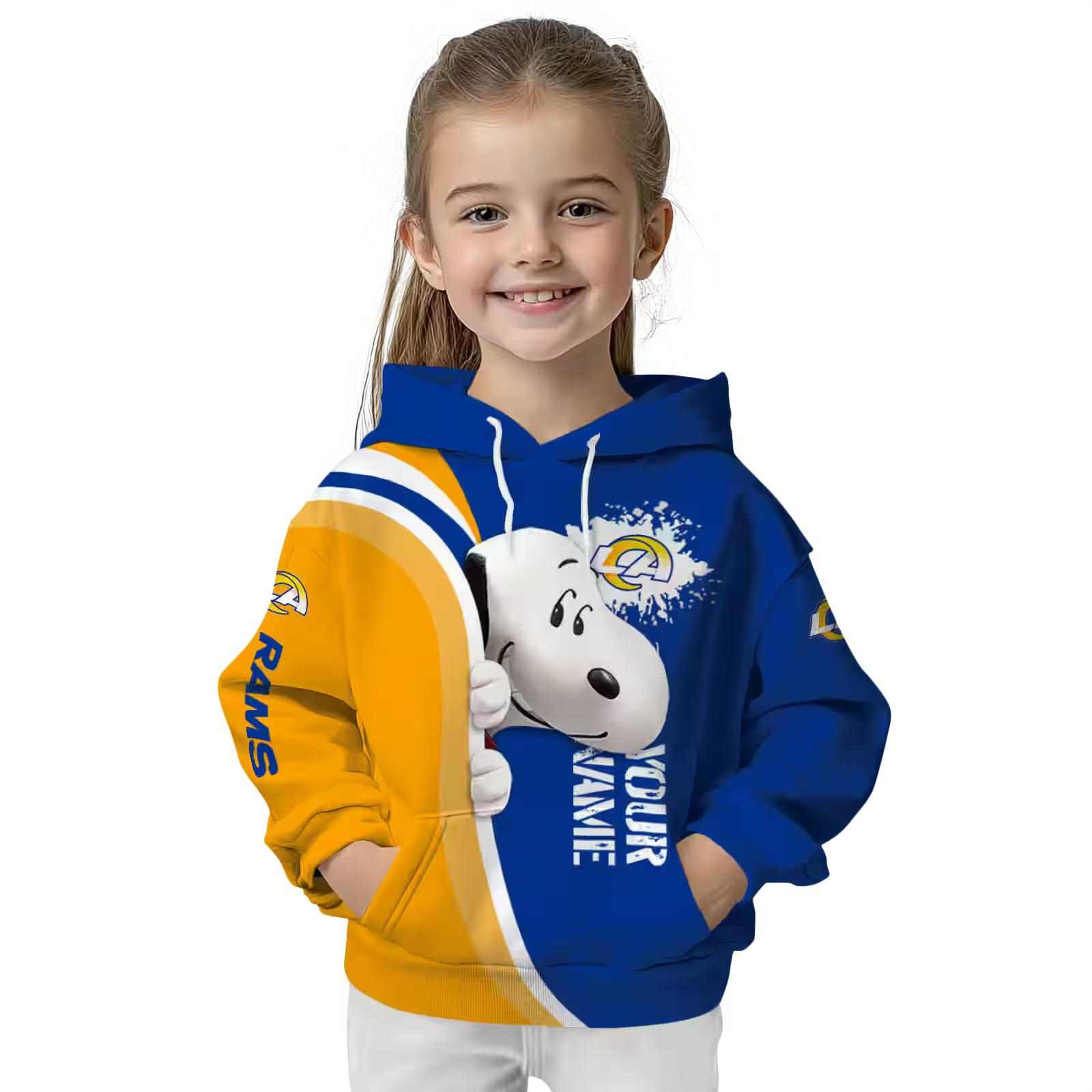 custom los angeles rams peeking snoopy blue hoodie top rated