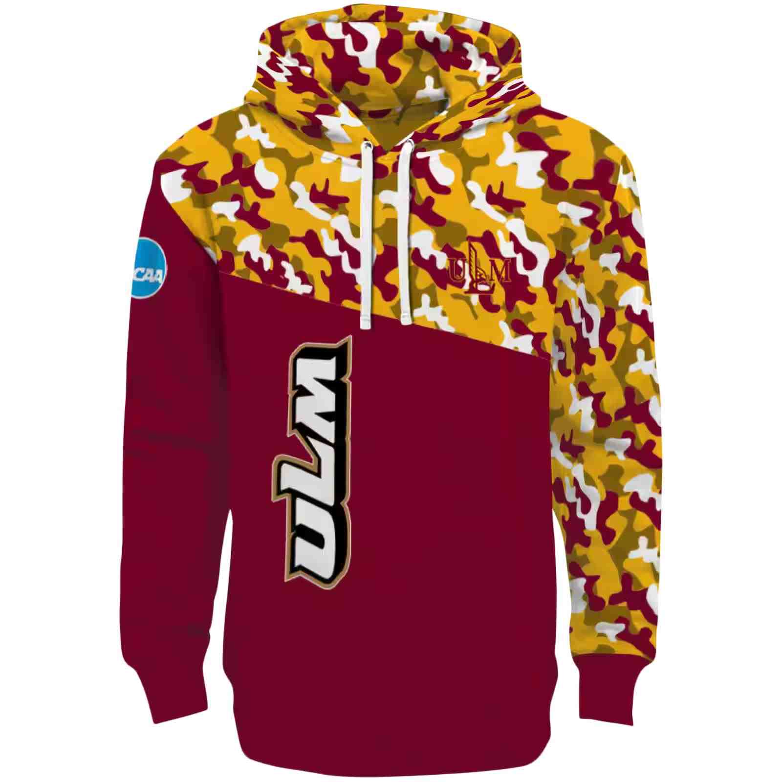 Custom Louisiana-Monroe Warhawks Camo Pattern Red Hoodie