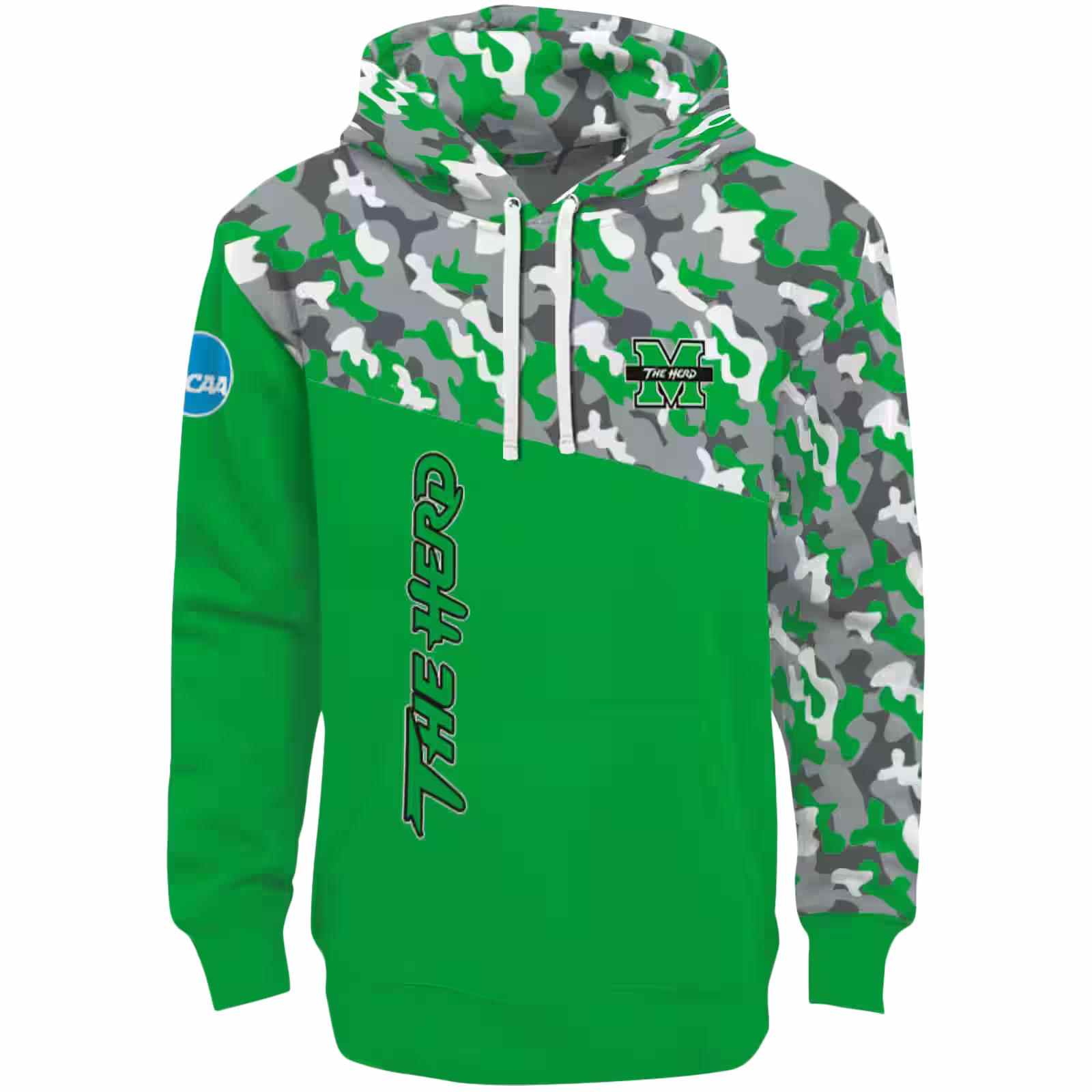 Custom Marshall Thundering Herd Camo Pattern Green Hoodie