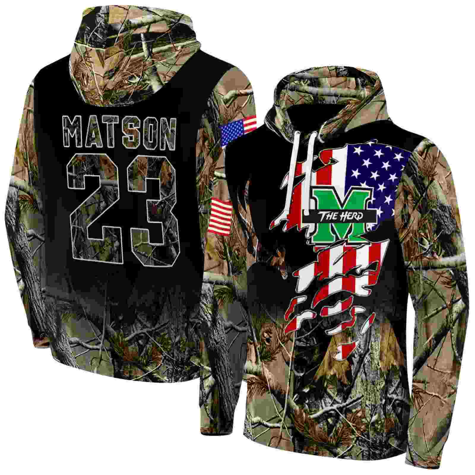custom marshall thundering herd tree camo hoodie fashion forward