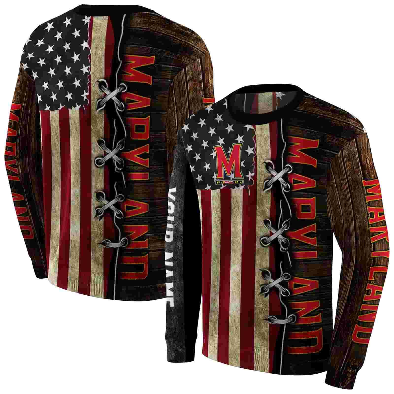 custom maryland terrapins american pride hoodie premium grade
