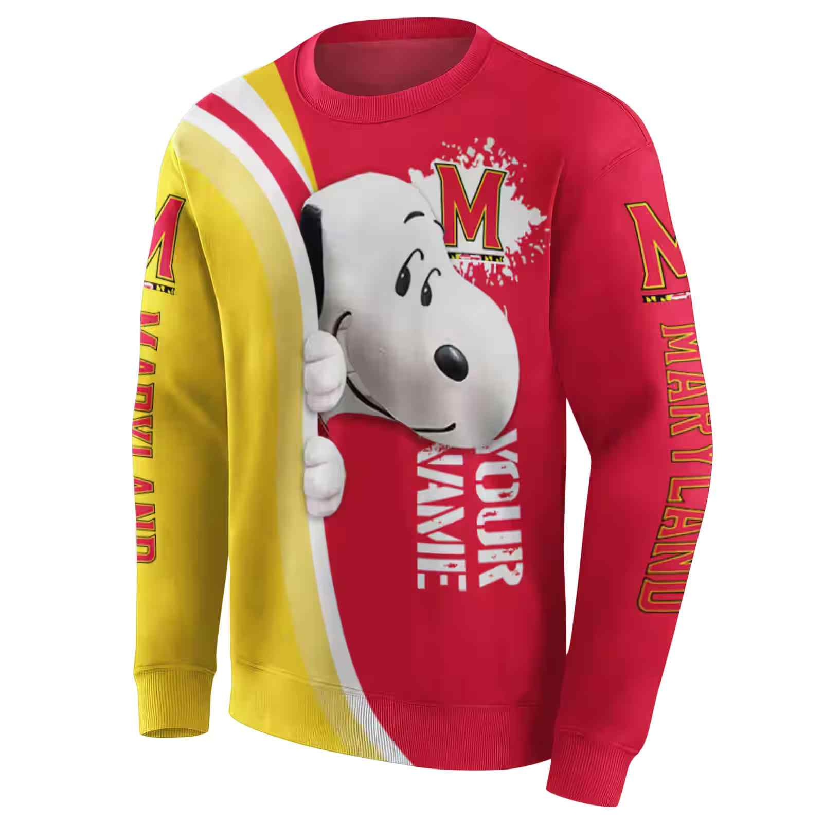 custom maryland terrapins peeking snoopy red hoodie new arrival