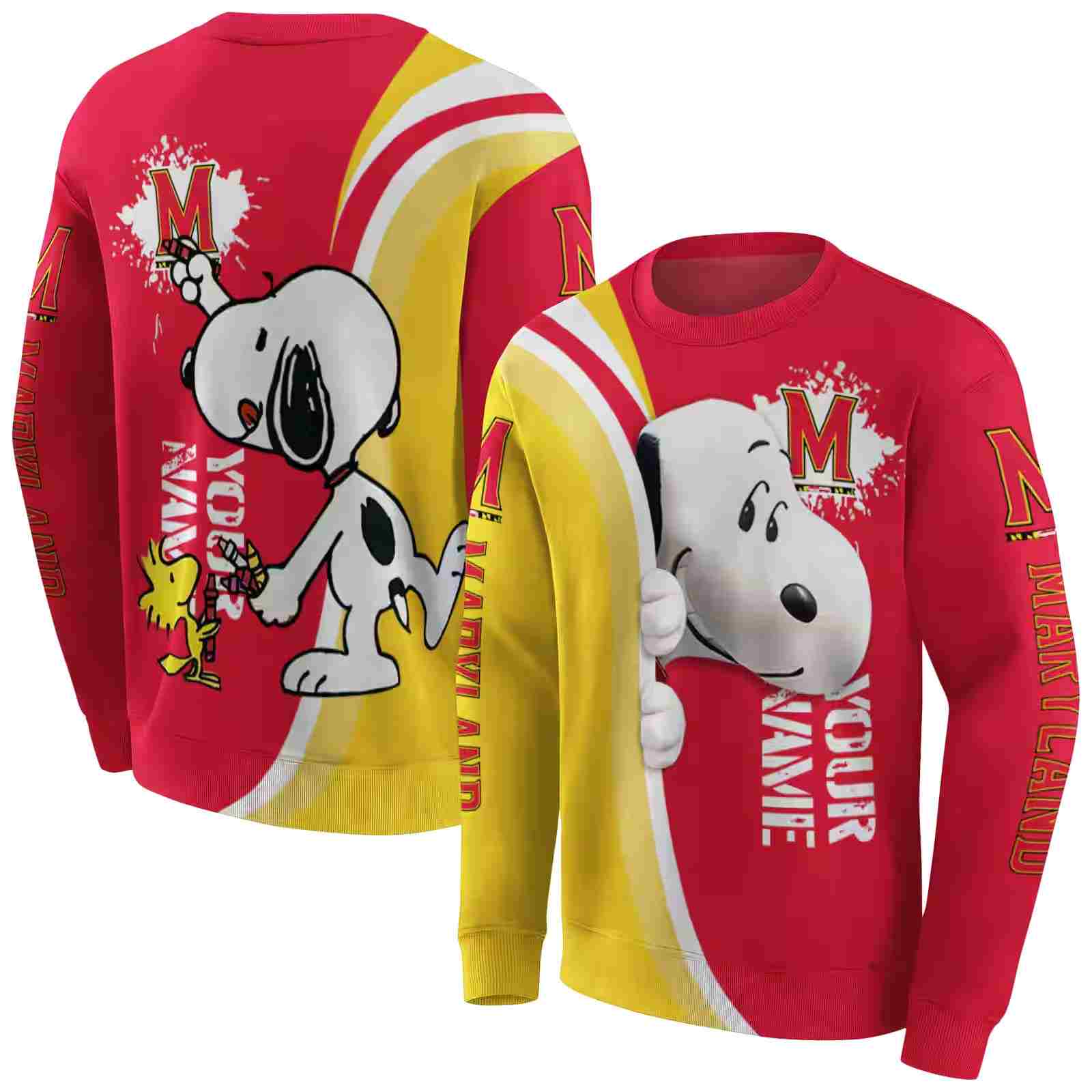 custom maryland terrapins peeking snoopy red hoodie premium grade