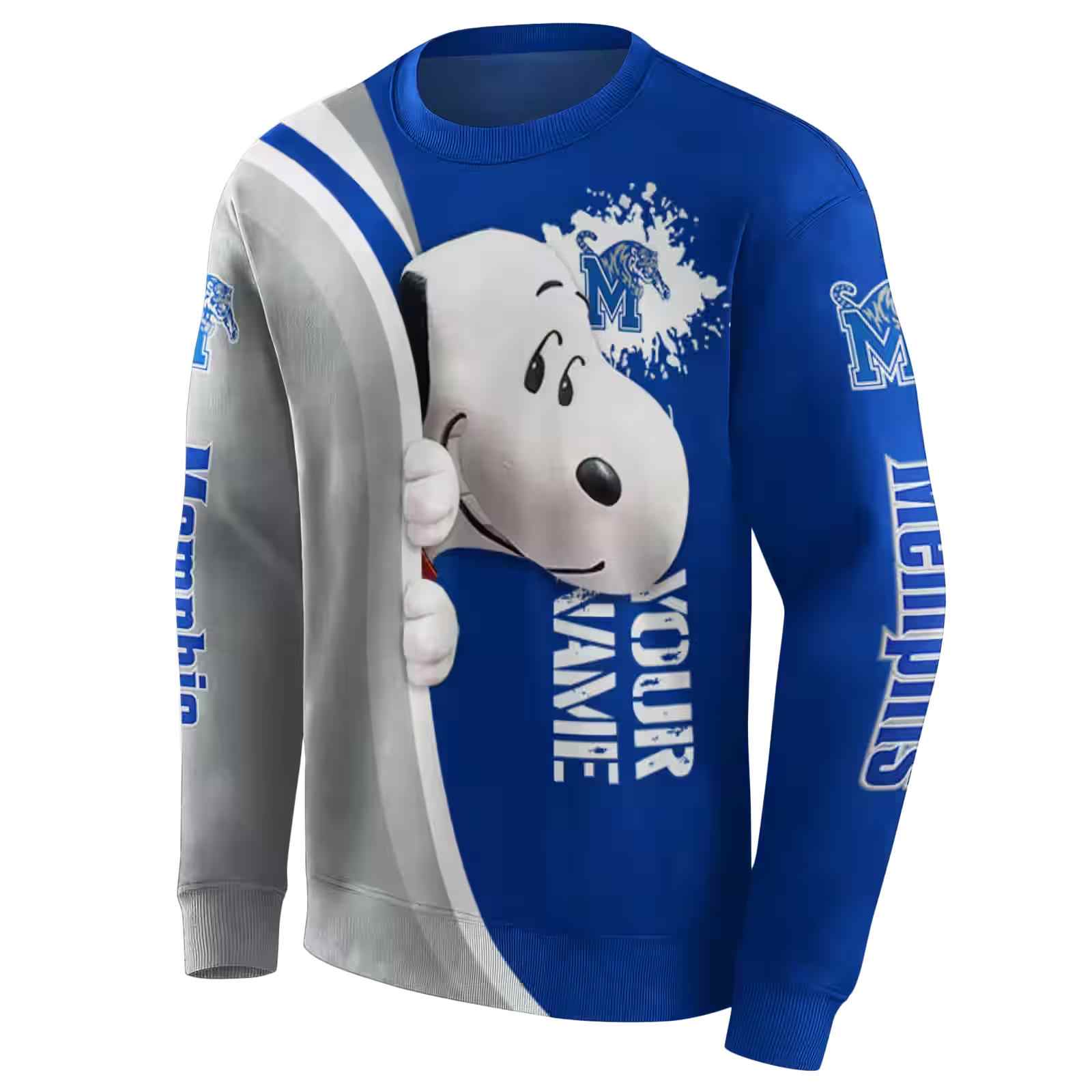 custom memphis tigers peeking snoopy blue hoodie new arrival