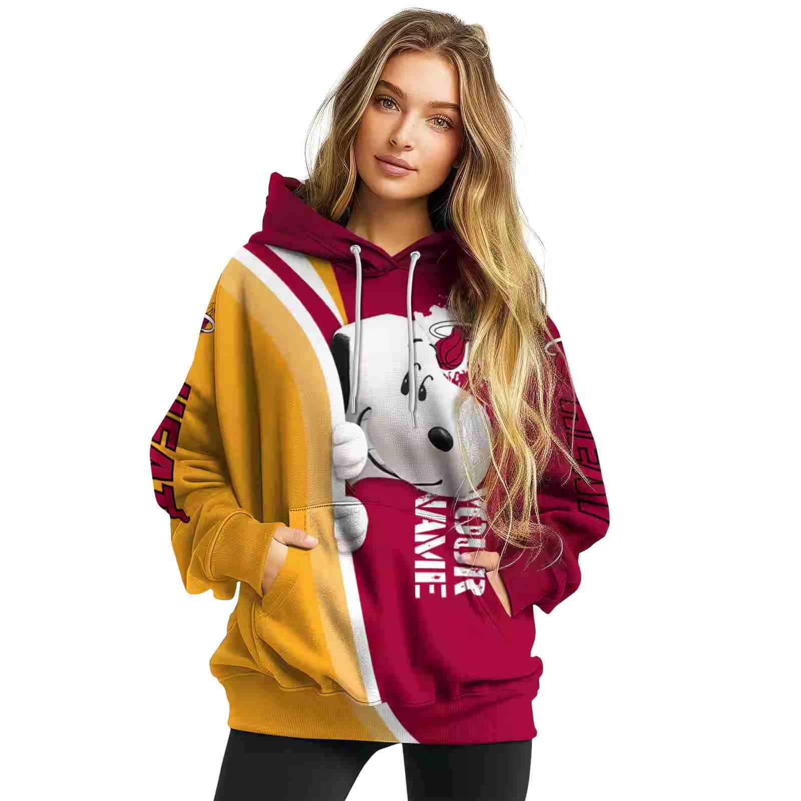 custom miami heat peeking snoopy red hoodie high quality