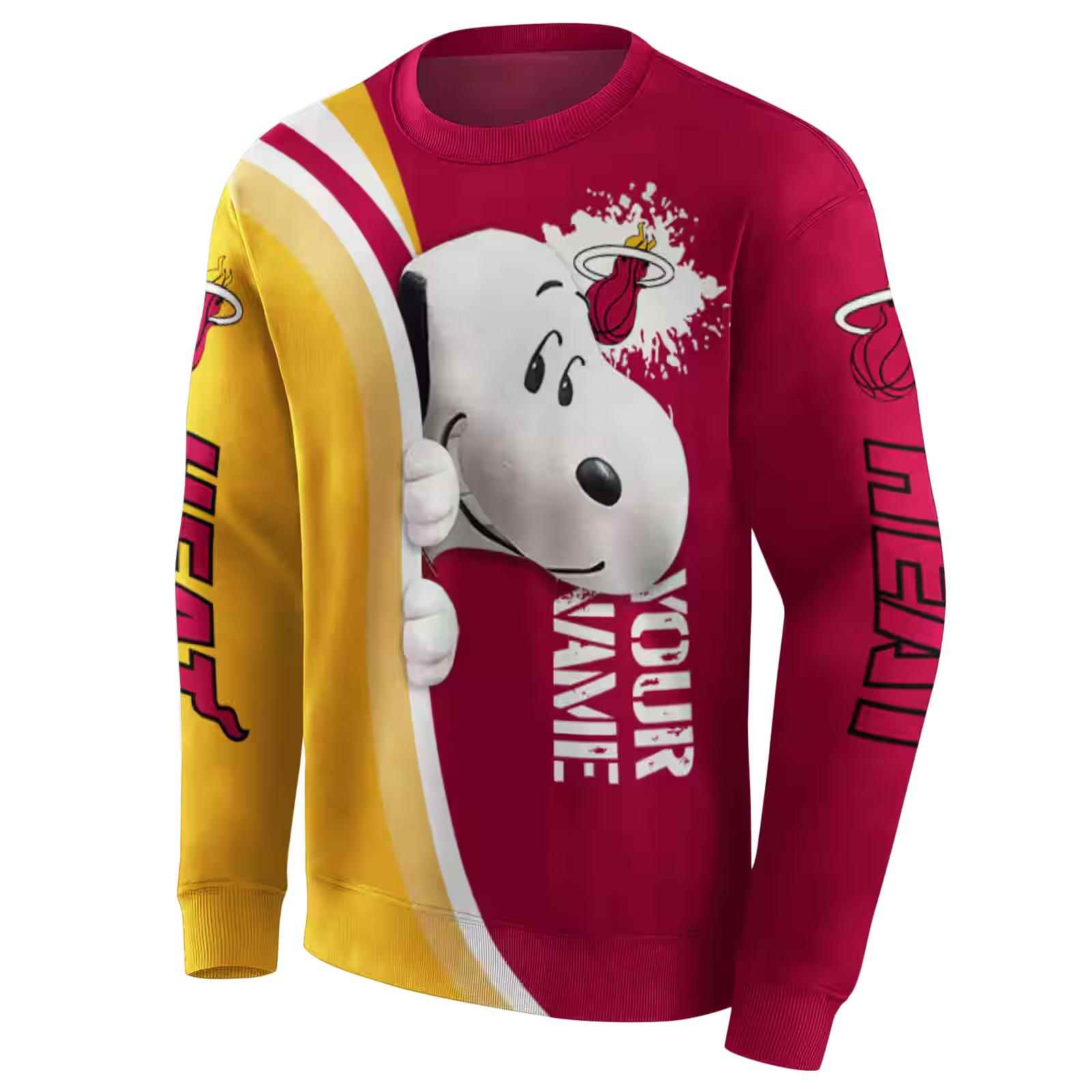 custom miami heat peeking snoopy red hoodie new arrival