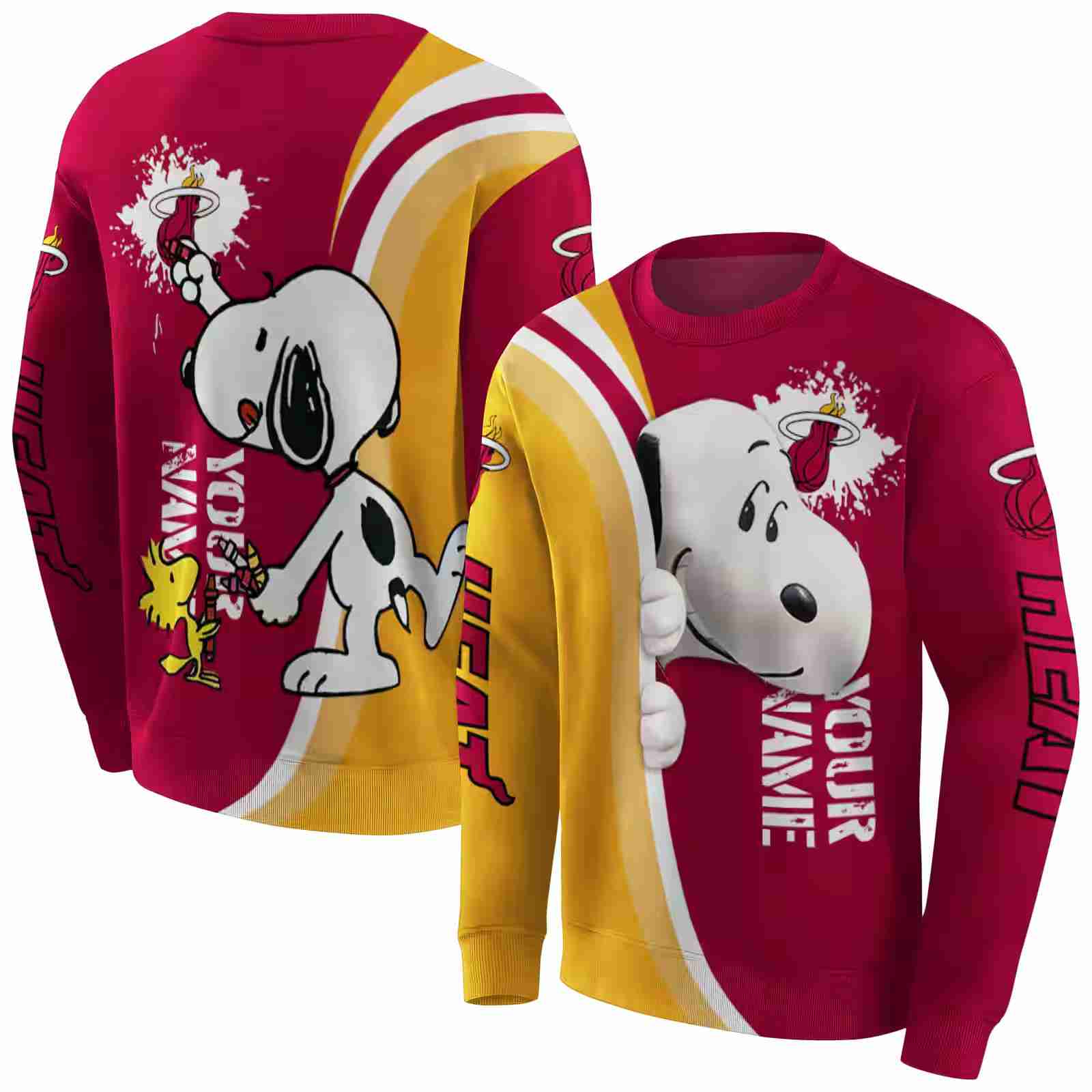 custom miami heat peeking snoopy red hoodie premium grade