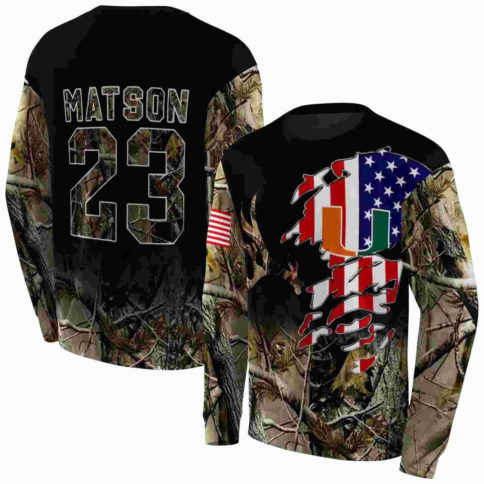 custom miami hurricanes tree camo hoodie premium grade