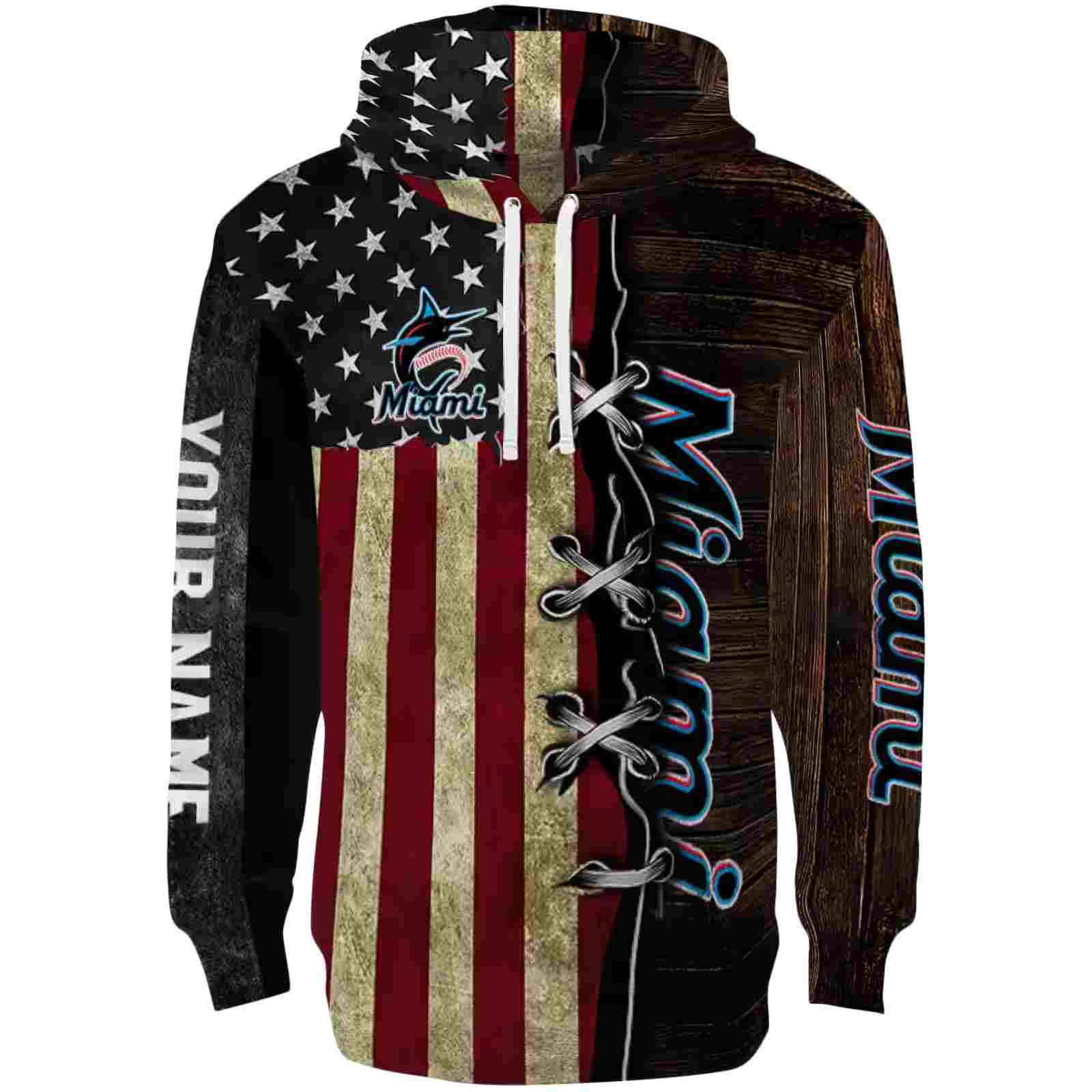 Custom Miami Marlins American Pride Hoodie