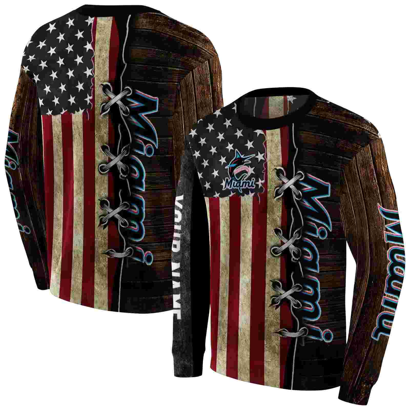 custom miami marlins american pride hoodie premium grade