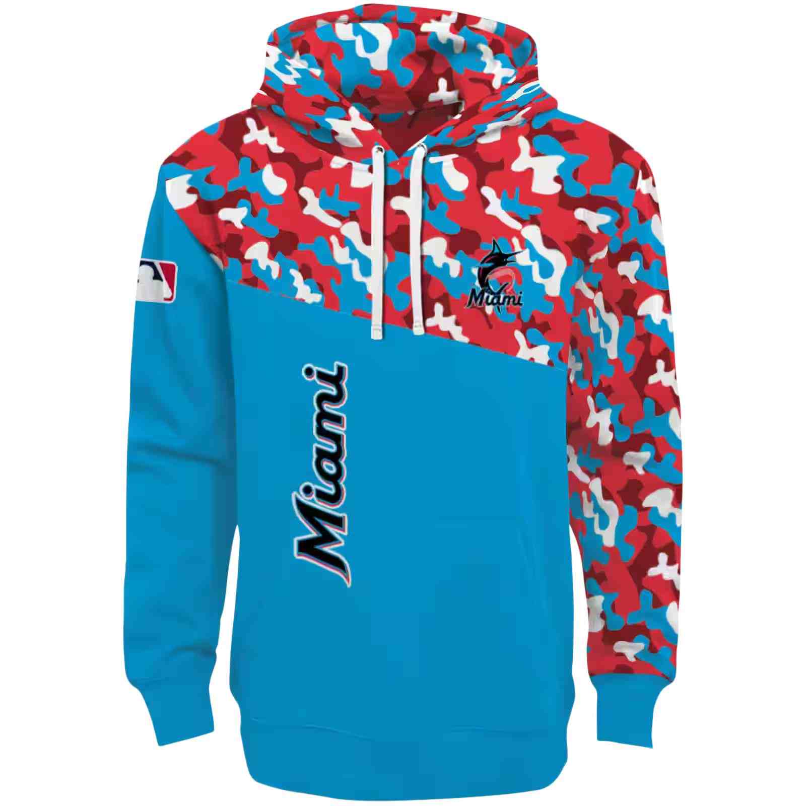 Custom Miami Marlins Camo Pattern Blue Hoodie