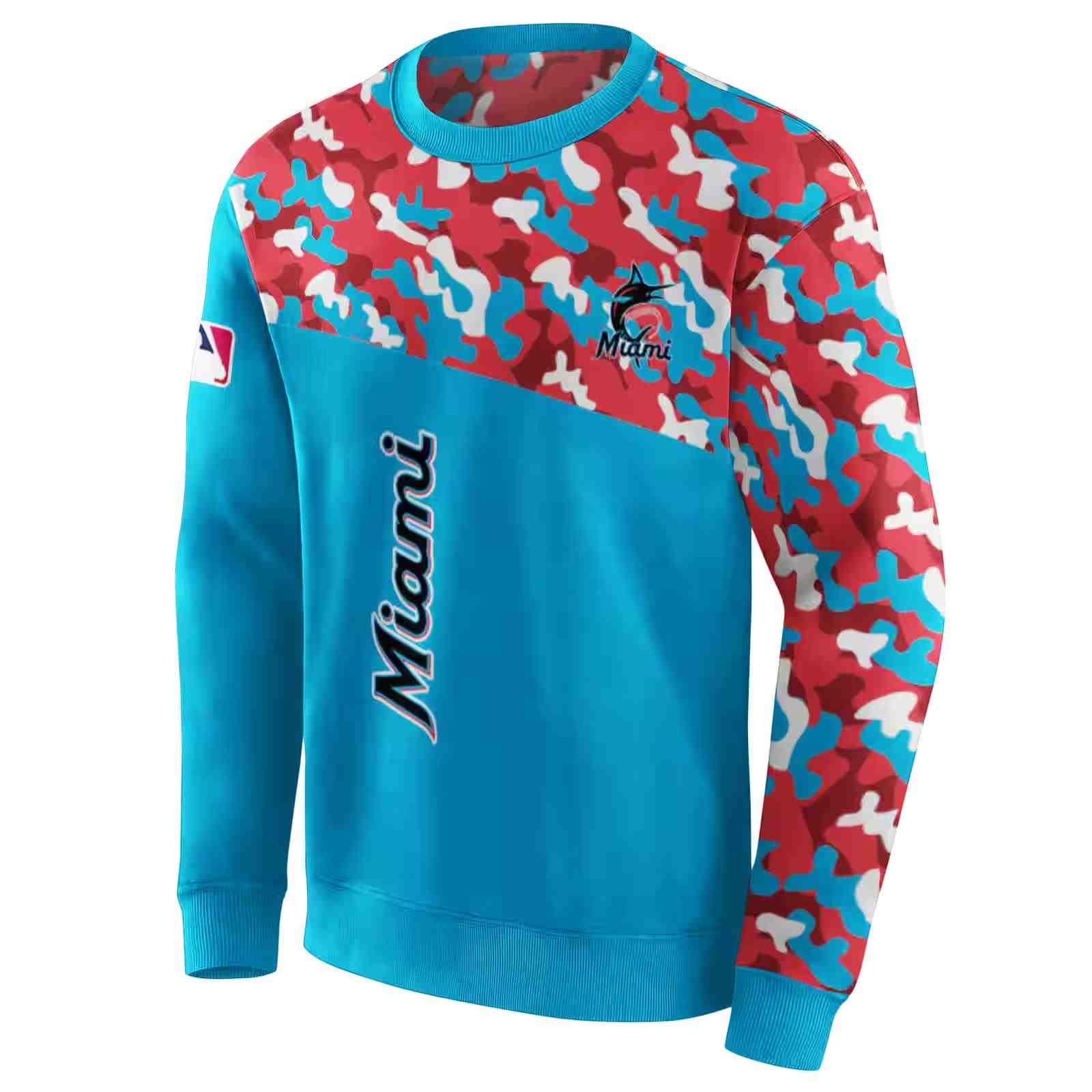 custom miami marlins camo pattern blue hoodie new arrival