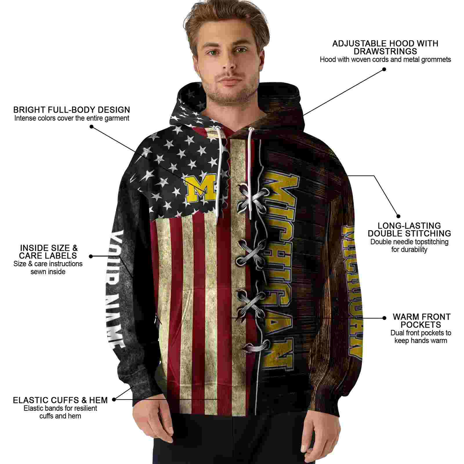 custom michigan wolverines american pride hoodie latest model
