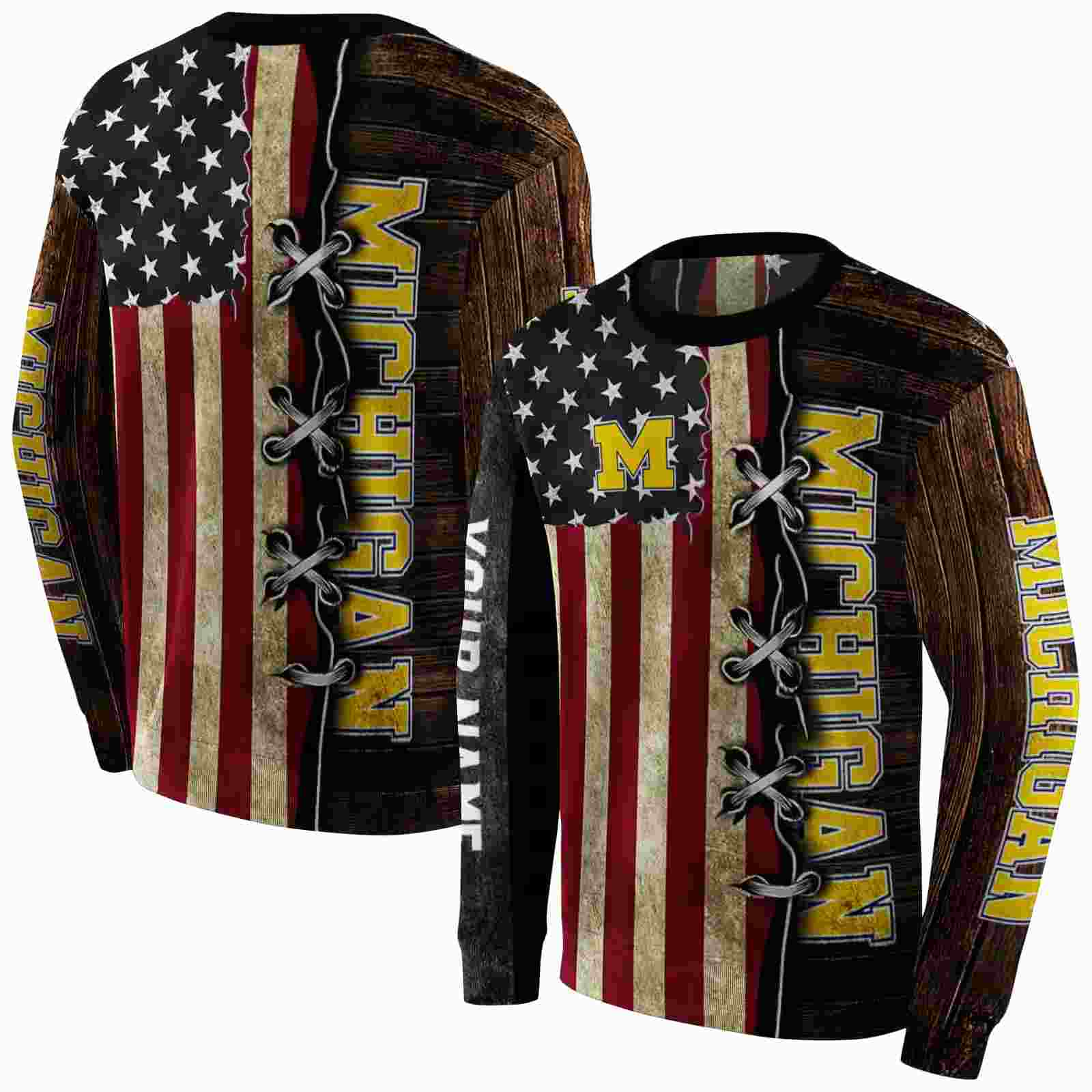 custom michigan wolverines american pride hoodie premium grade