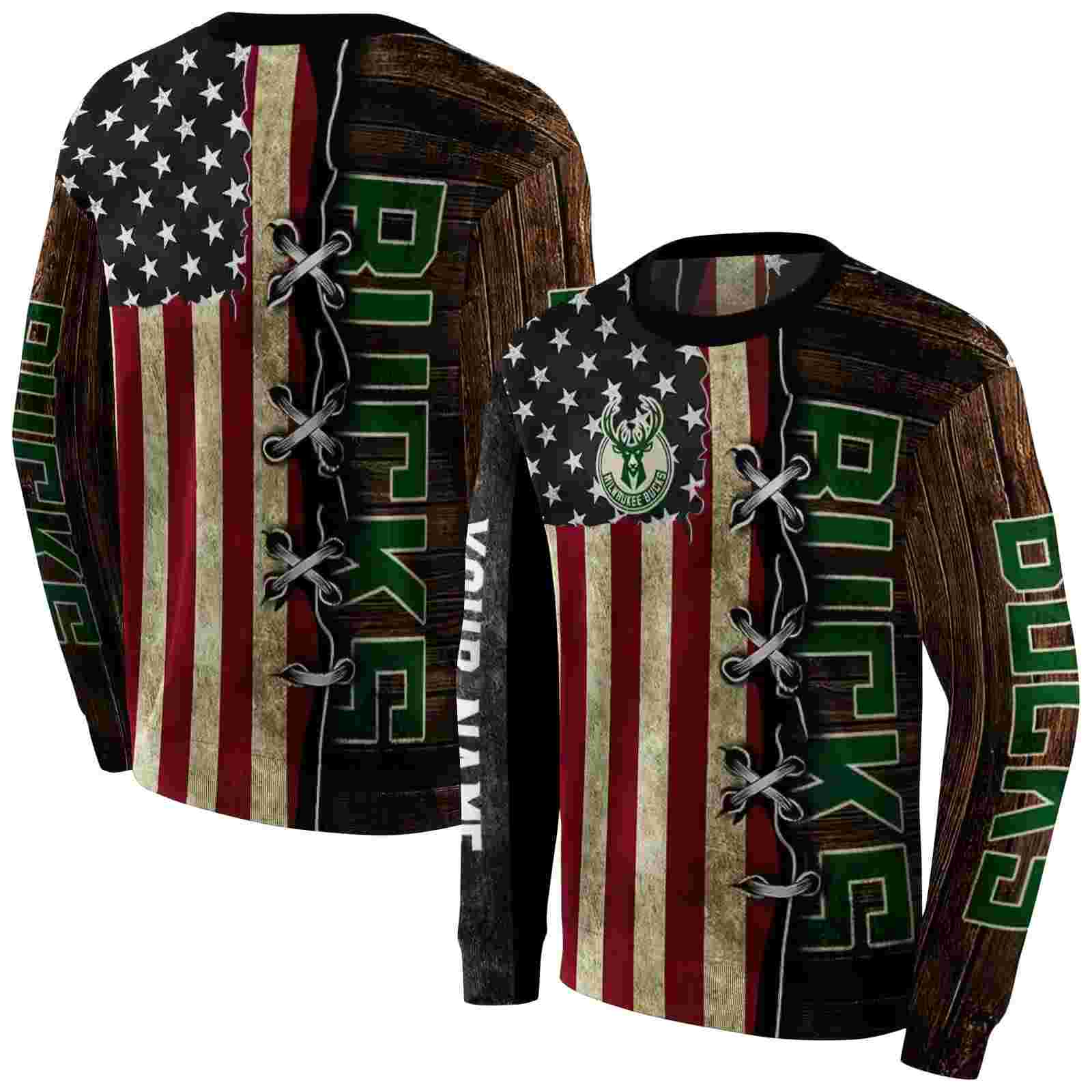 custom milwaukee bucks american pride hoodie premium grade