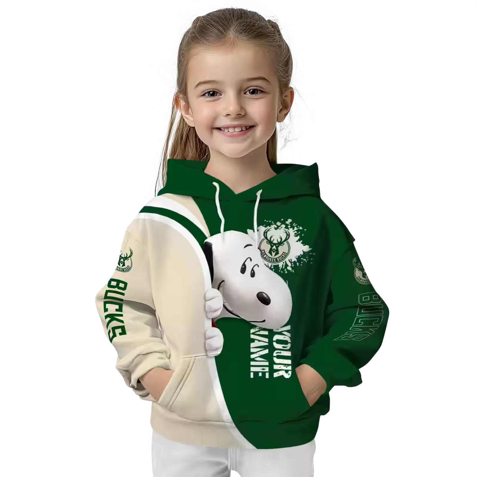 custom milwaukee bucks peeking snoopy green hoodie top rated