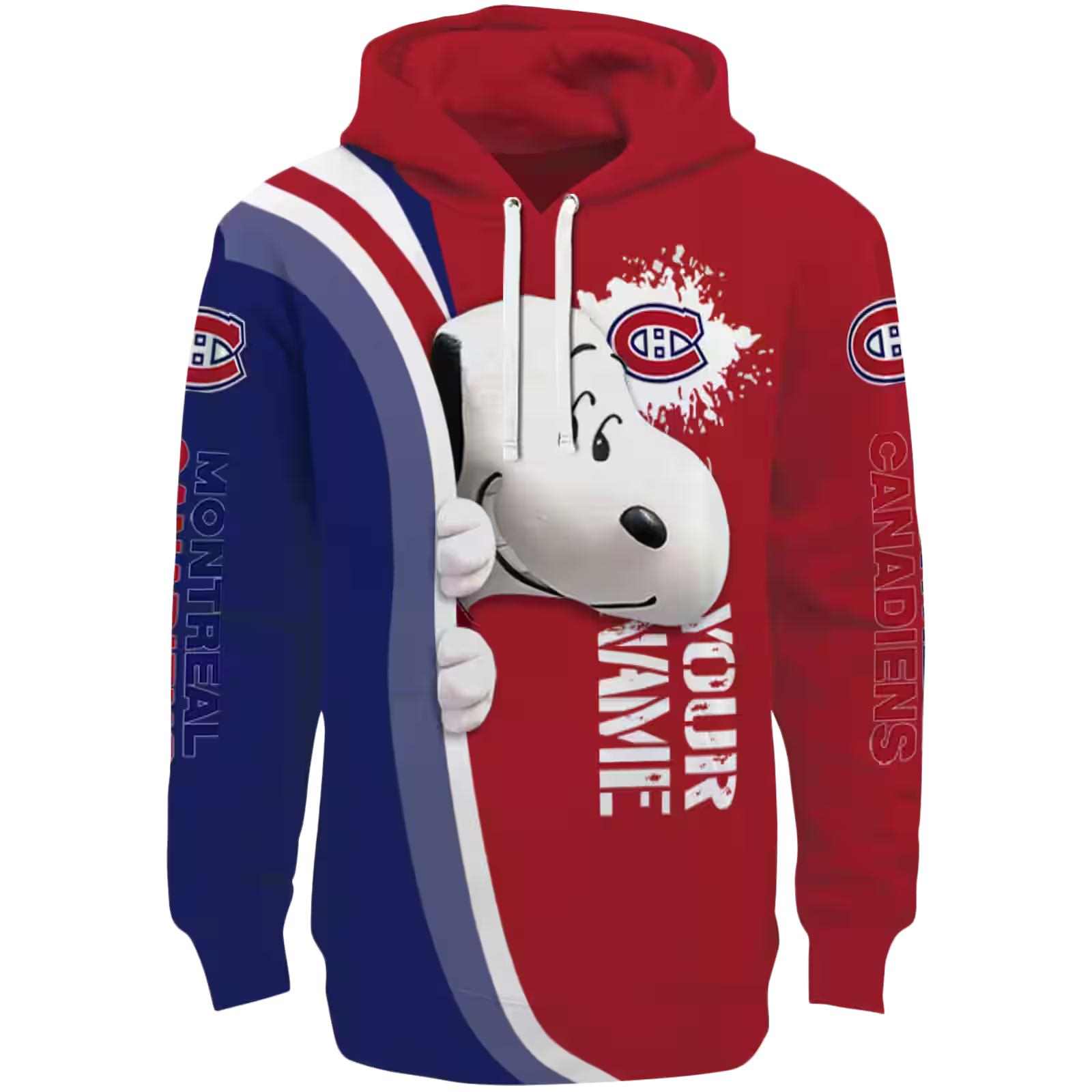 Custom Montreal Canadiens Peeking Snoopy Red Hoodie