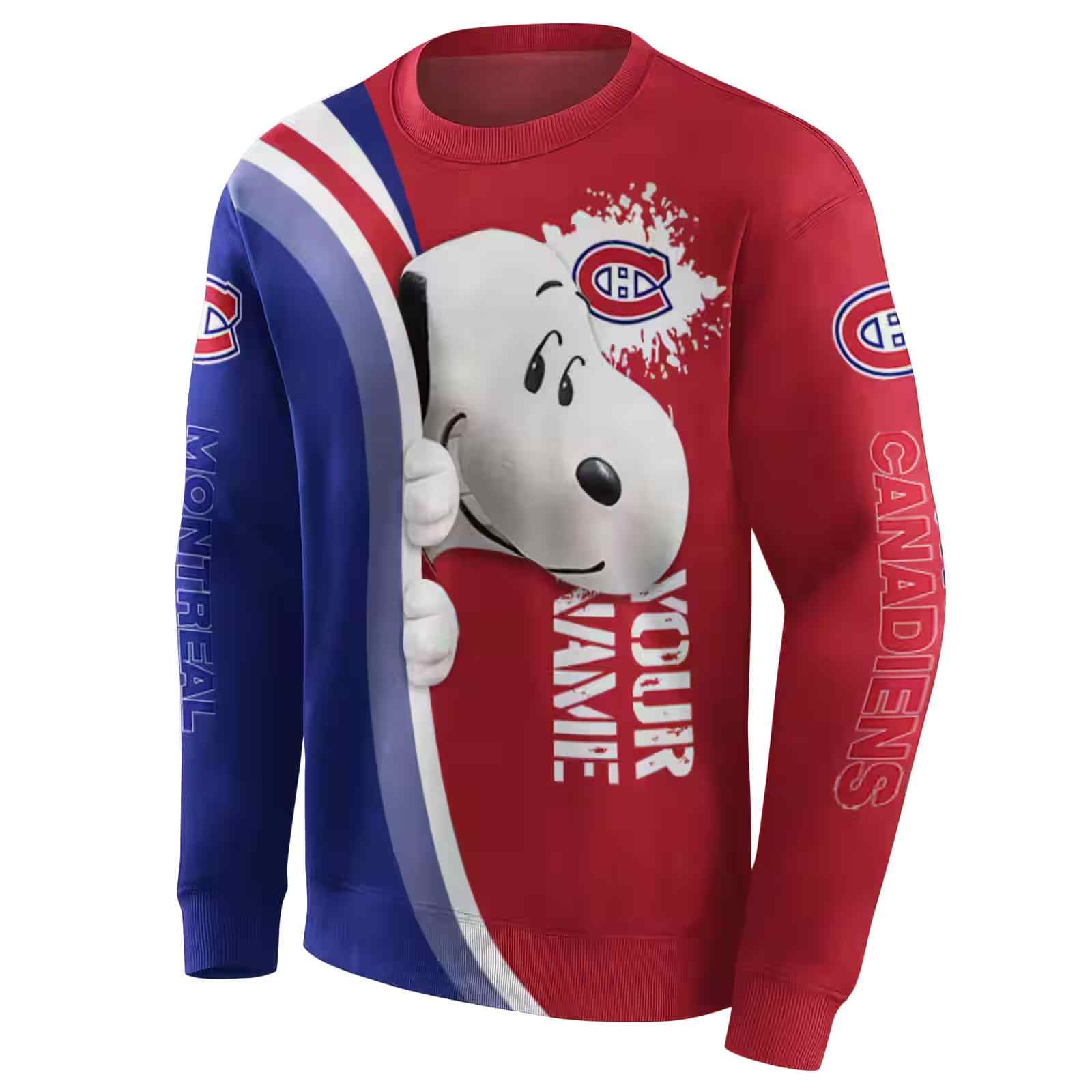 custom montreal canadiens peeking snoopy red hoodie new arrival