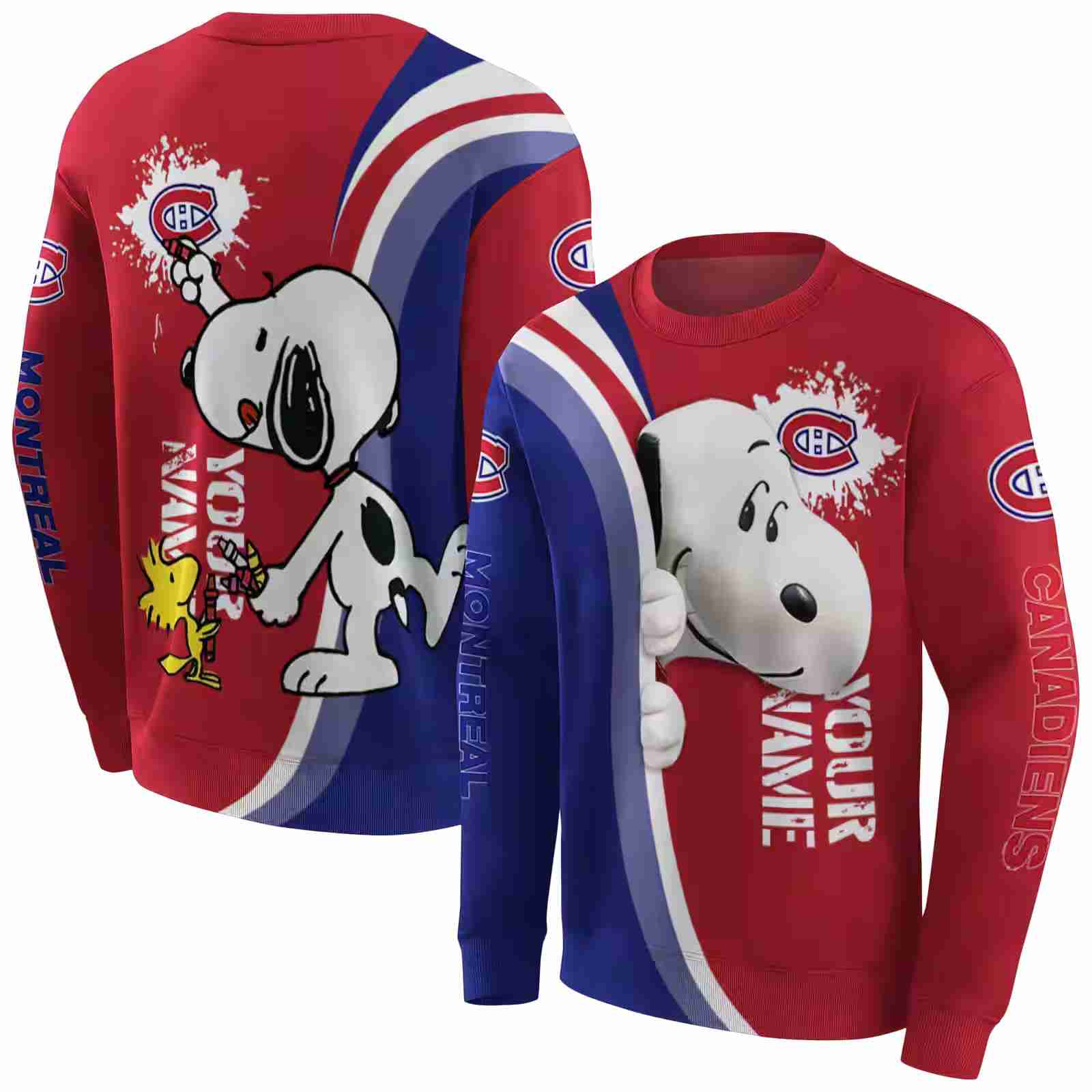 custom montreal canadiens peeking snoopy red hoodie premium grade