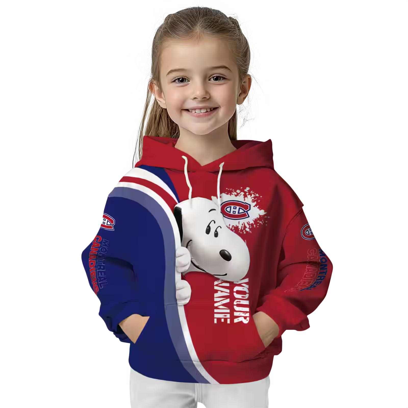 custom montreal canadiens peeking snoopy red hoodie top rated