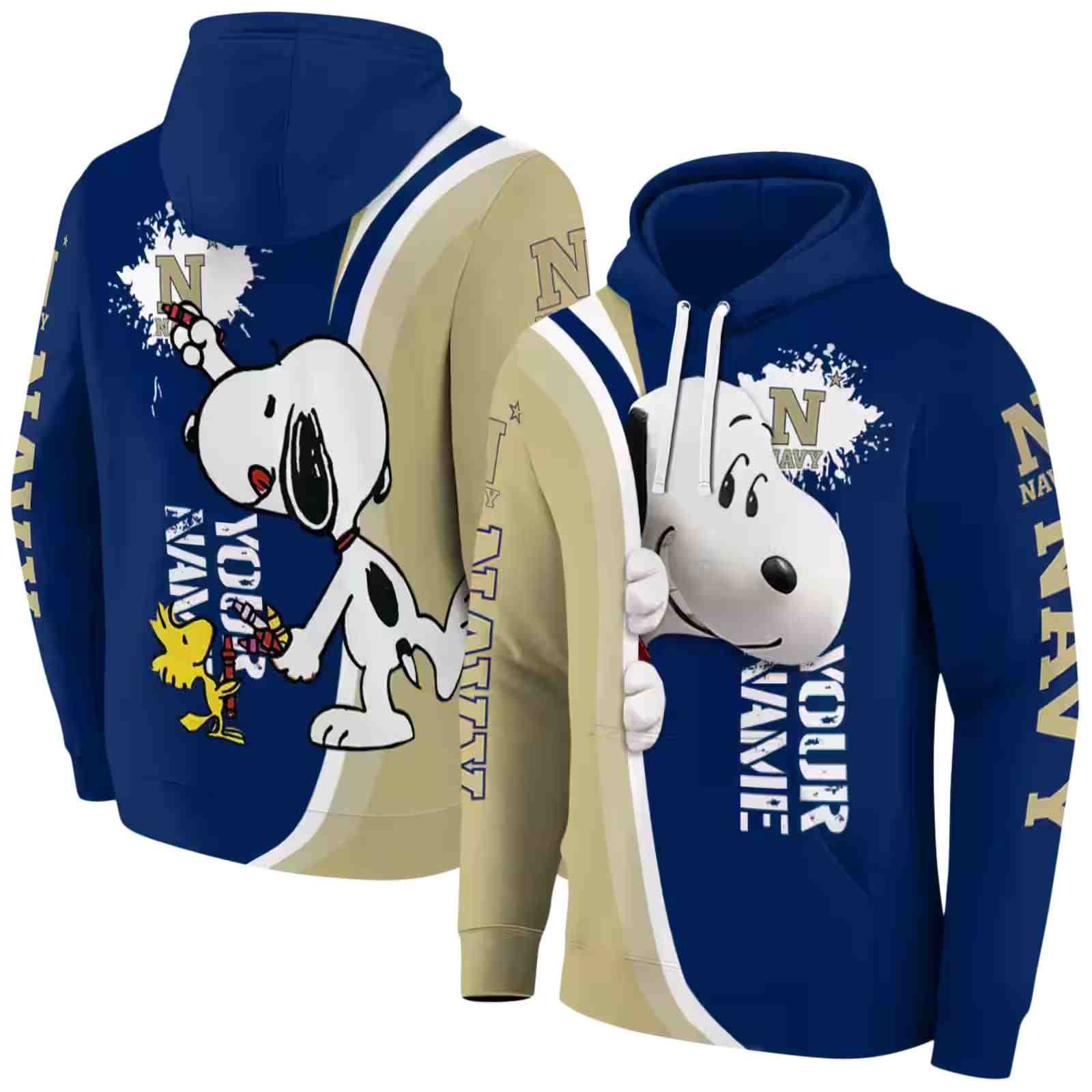 custom navy midshipmen peeking snoopy blue hoodie fashion forward