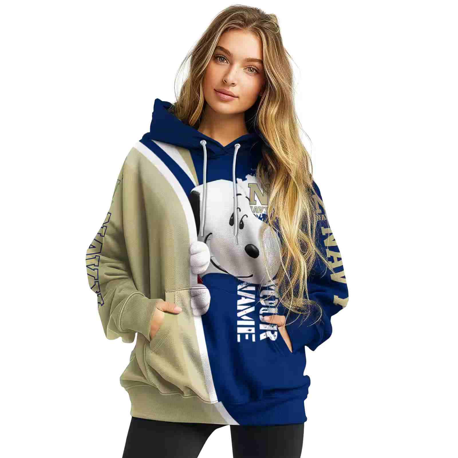 custom navy midshipmen peeking snoopy blue hoodie high quality