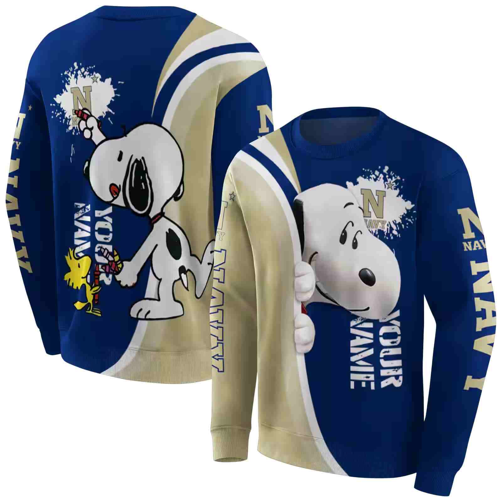 custom navy midshipmen peeking snoopy blue hoodie premium grade