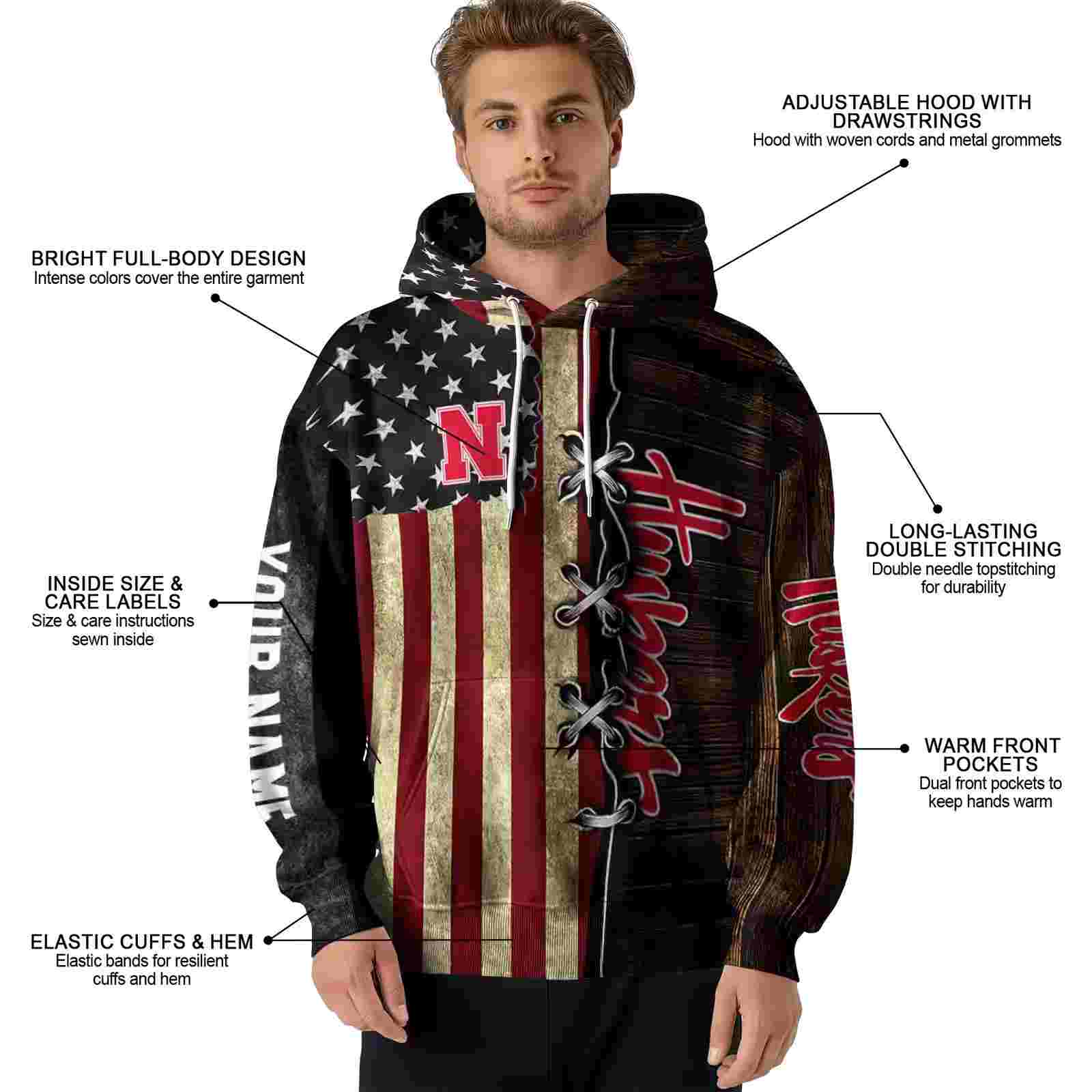 custom nebraska cornhuskers american pride hoodie latest model