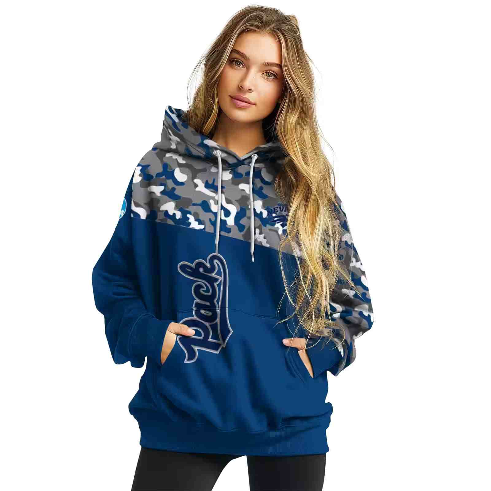 custom nevada wolf pack camo pattern blue hoodie high quality