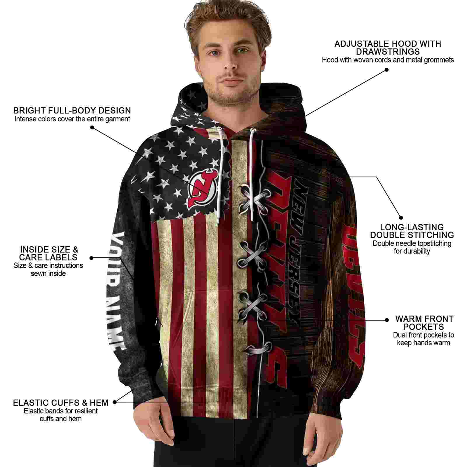 custom new jersey devils american pride hoodie latest model