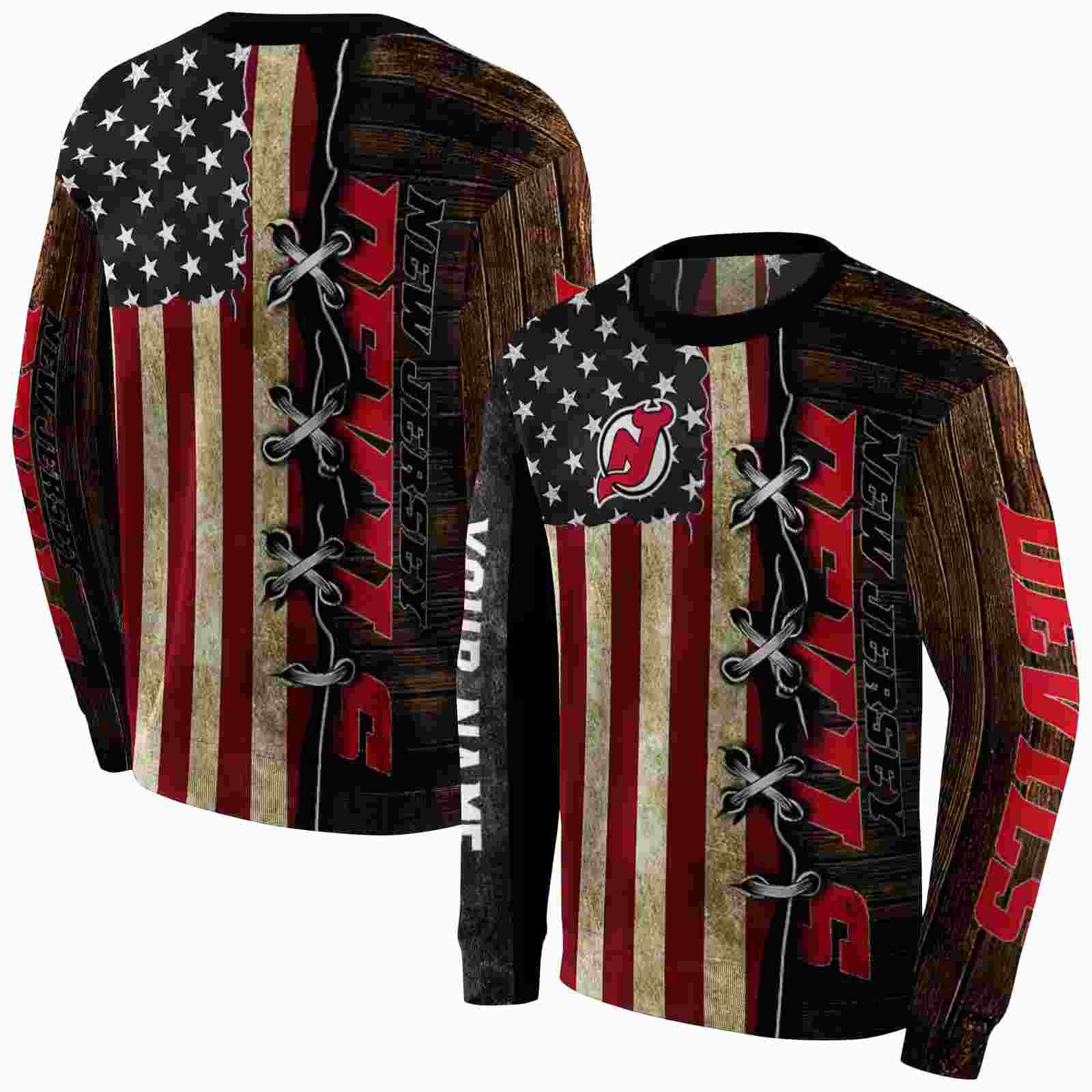 custom new jersey devils american pride hoodie premium grade