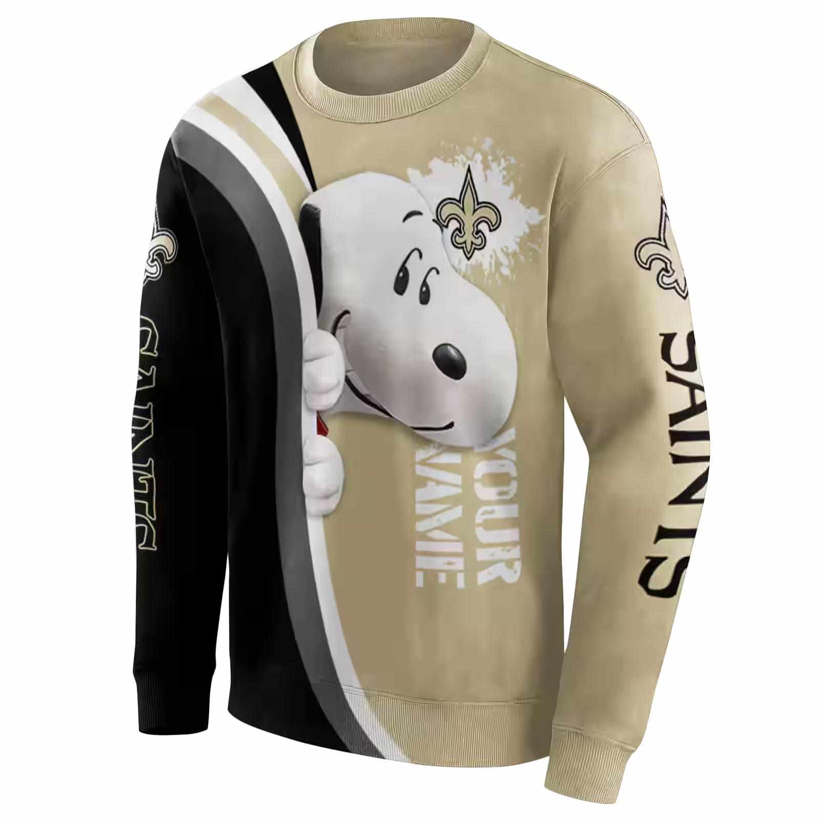 custom new orleans saints peeking snoopy gold hoodie new arrival