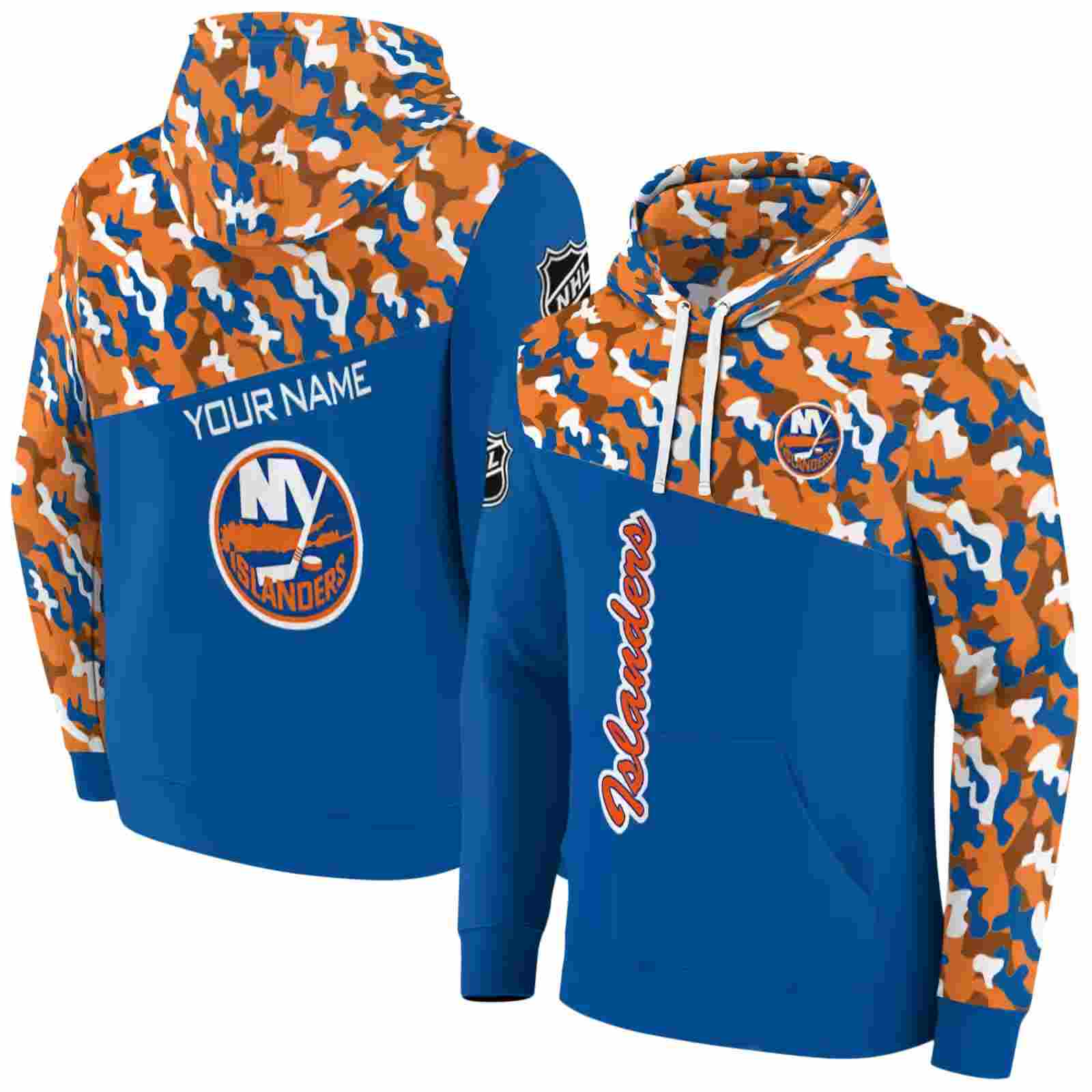 custom new york islanders camo pattern blue hoodie fashion forward