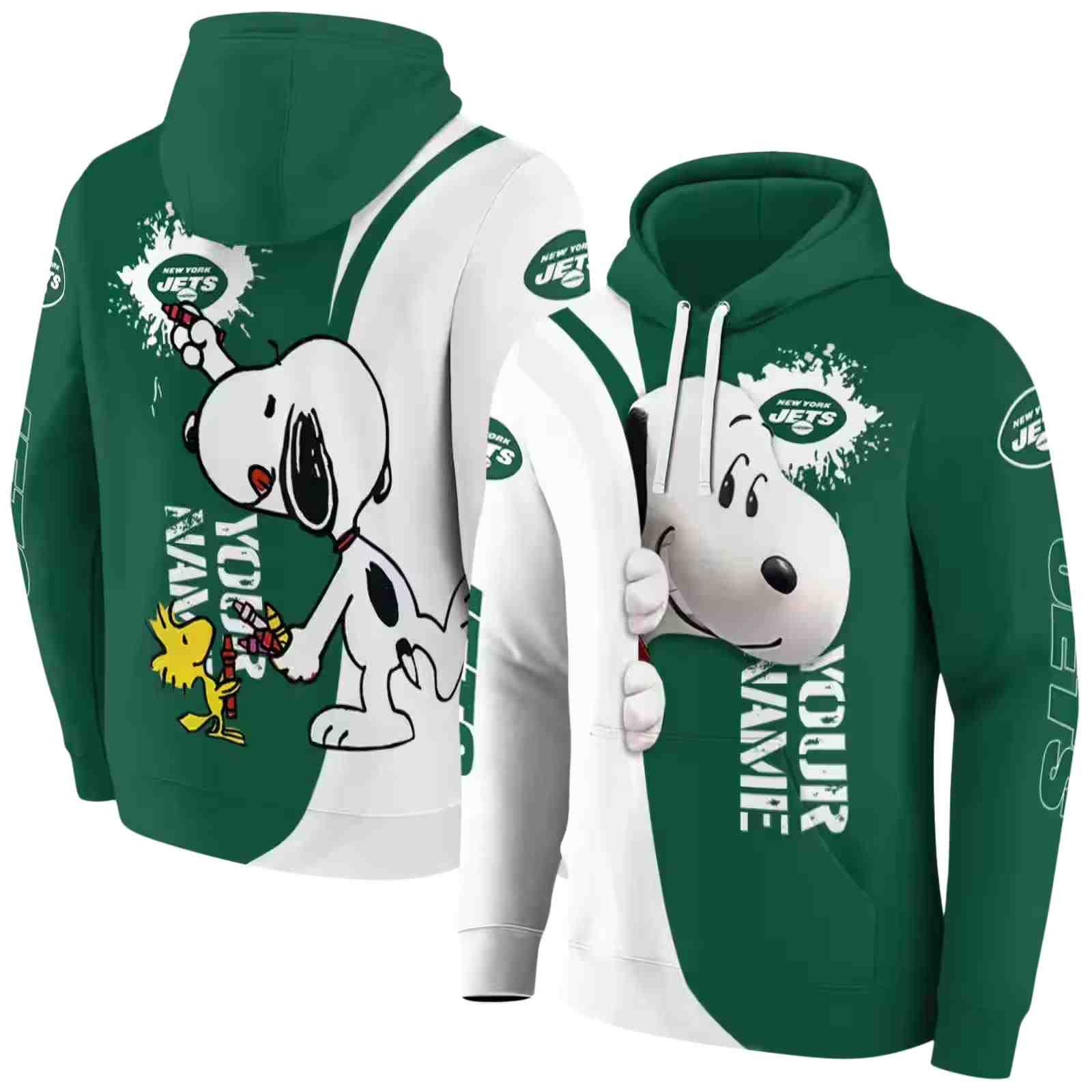 custom new york jets peeking snoopy green hoodie fashion forward