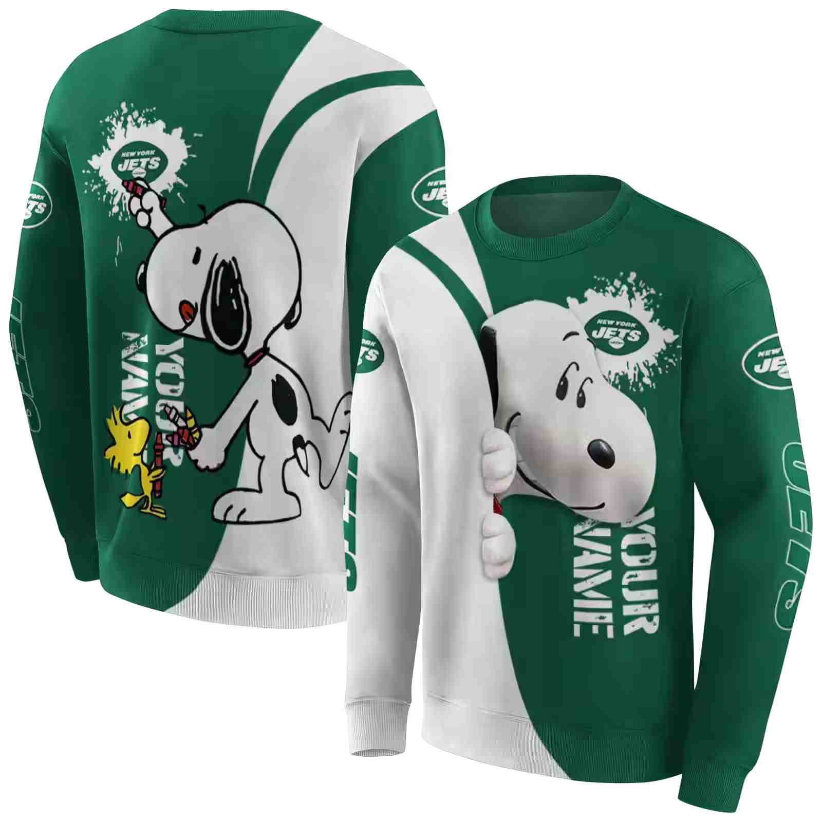 custom new york jets peeking snoopy green hoodie premium grade