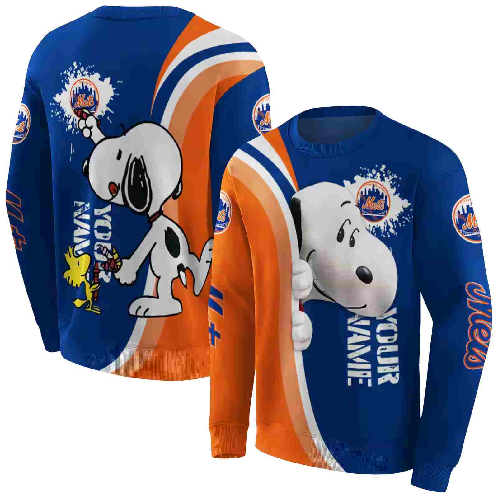 custom new york mets peeking snoopy blue hoodie premium grade