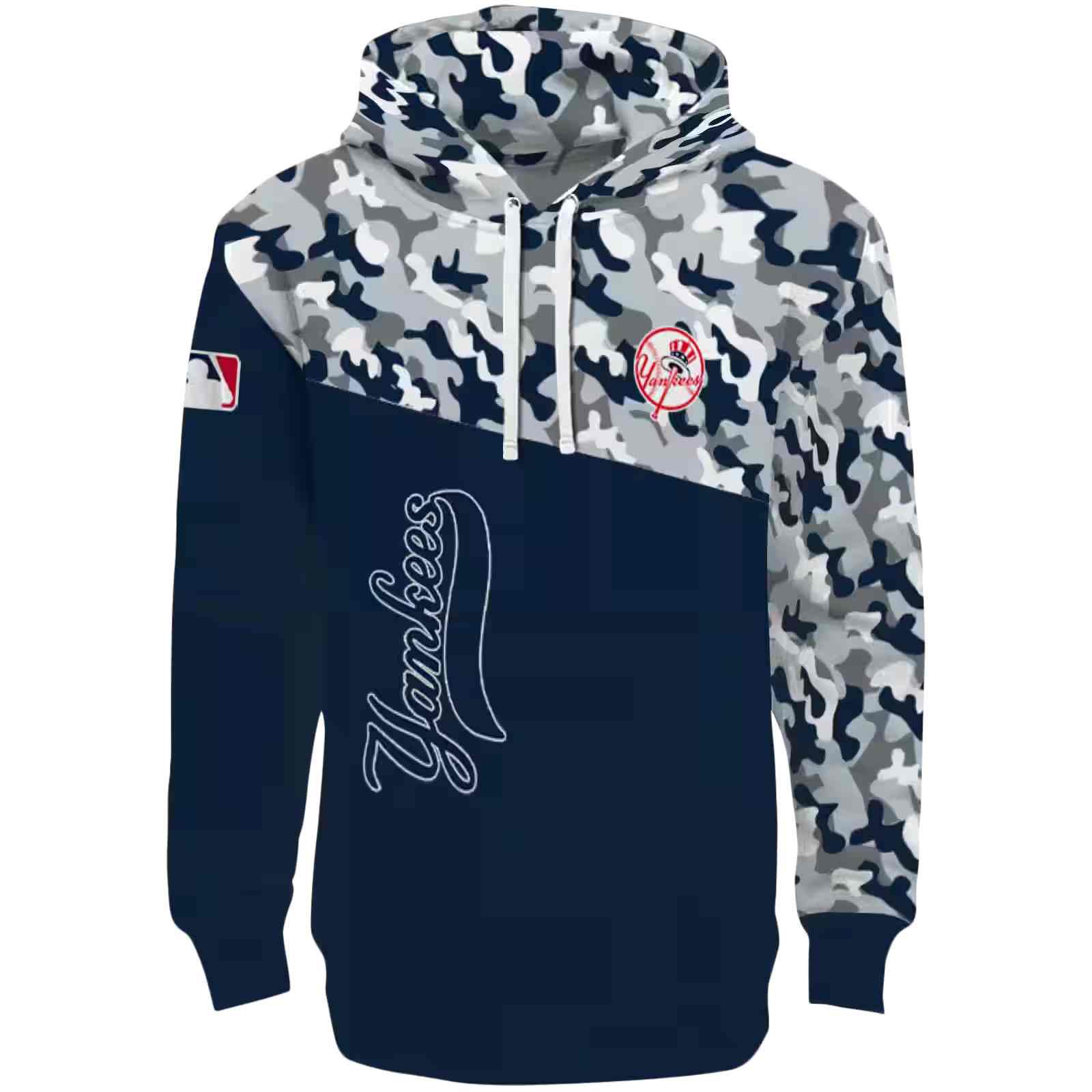 Custom New York Yankees Camo Pattern Navy Hoodie