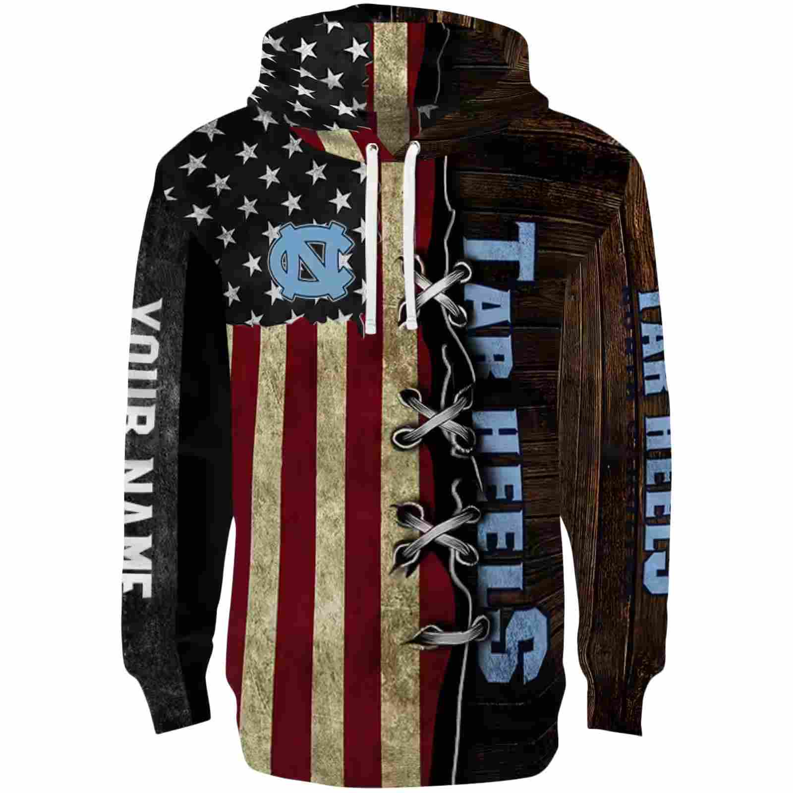 Custom North Carolina Tar Heels American Pride Hoodie