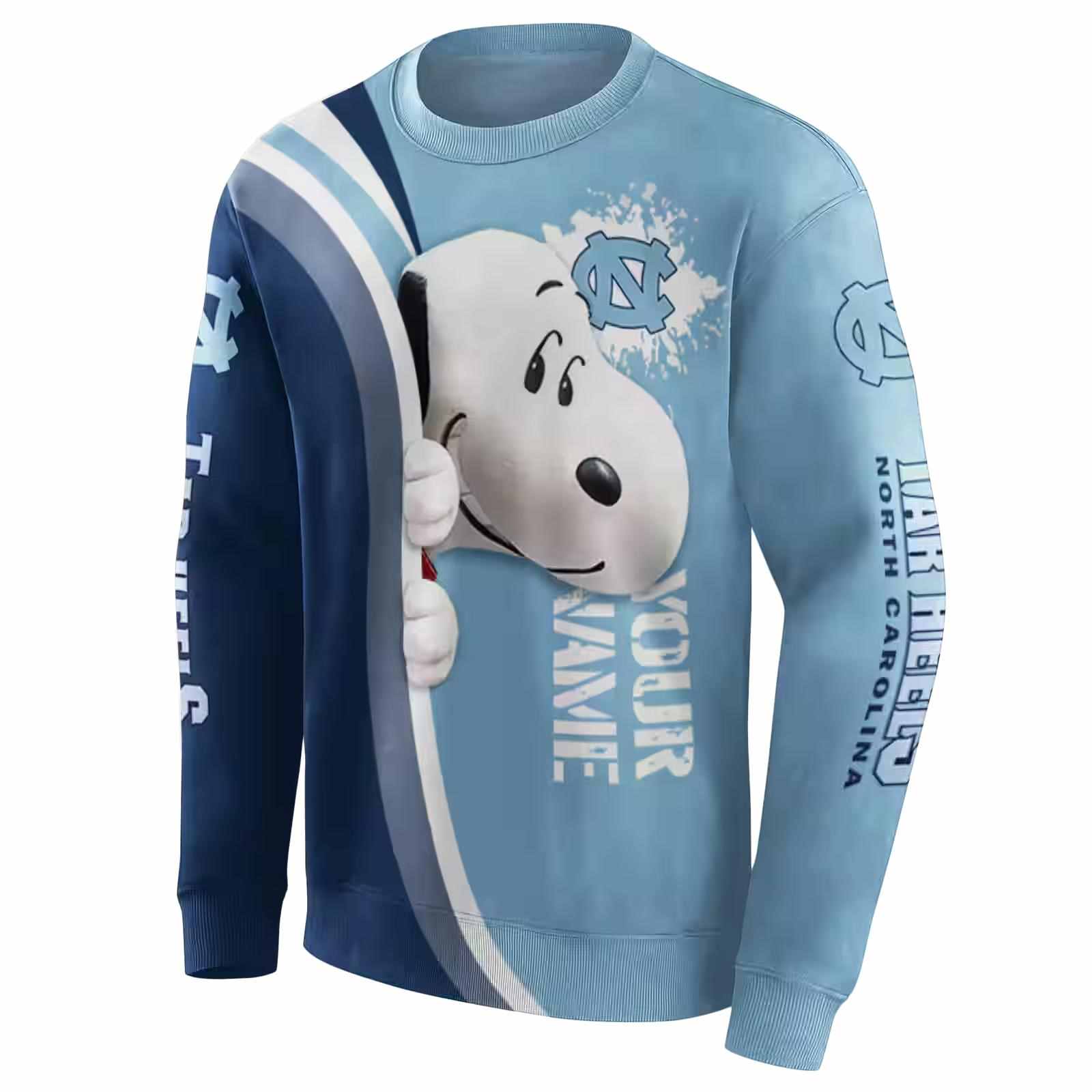 custom north carolina tar heels peeking snoopy light blue hoodie new arrival