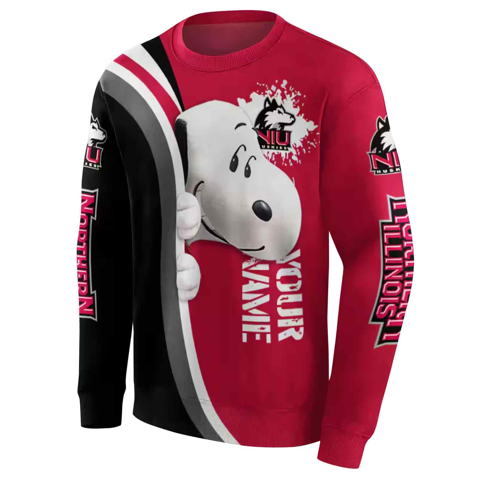 custom northern illinois huskies peeking snoopy red hoodie new arrival