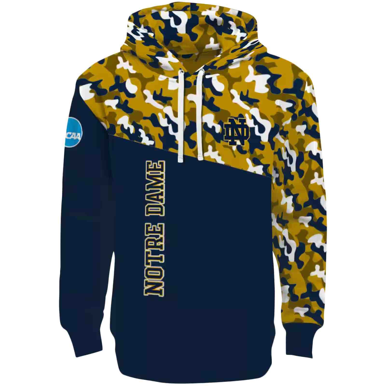 Custom Notre Dame Fighting Irish Camo Pattern Navy Hoodie