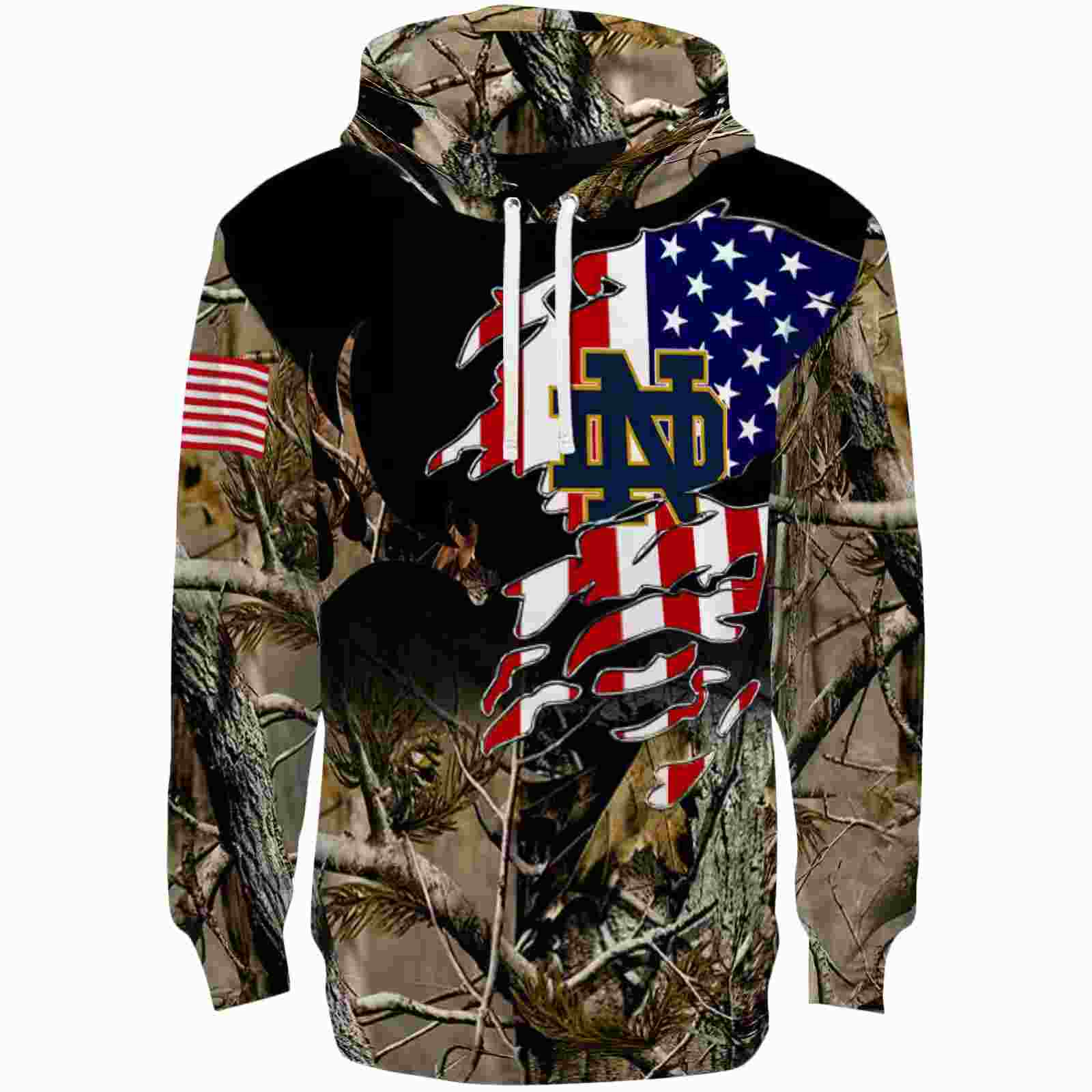Custom Notre Dame Fighting Irish Tree Camo Hoodie
