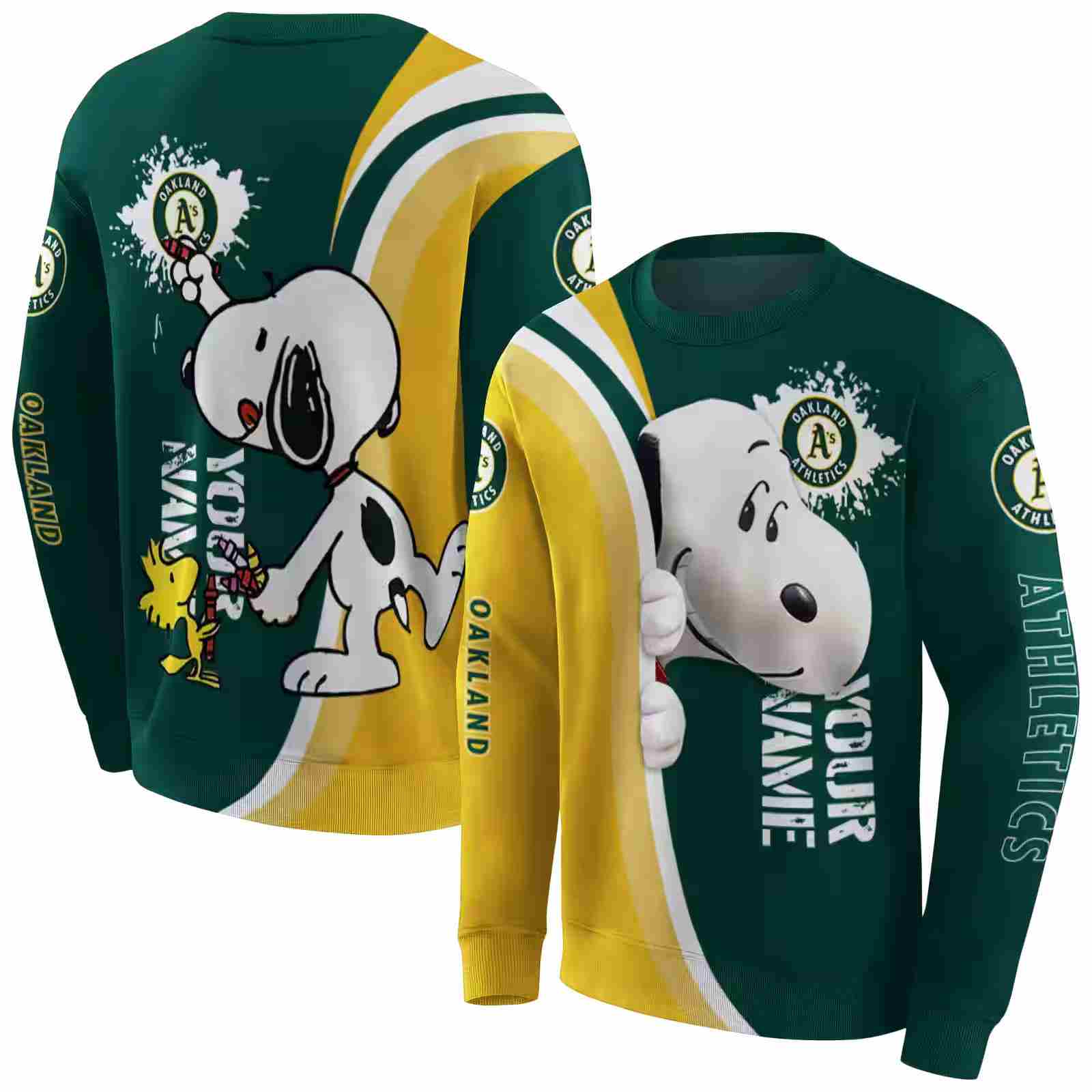 custom oakland athletics peeking snoopy green hoodie premium grade