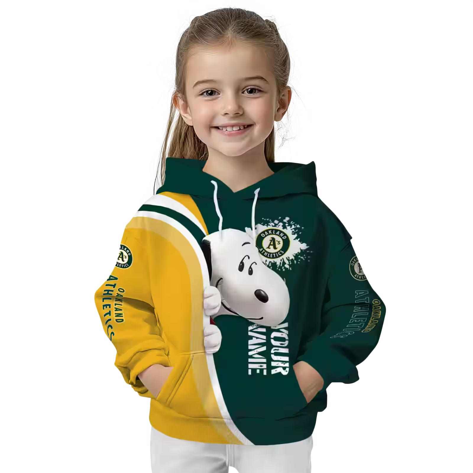 custom oakland athletics peeking snoopy green hoodie top rated