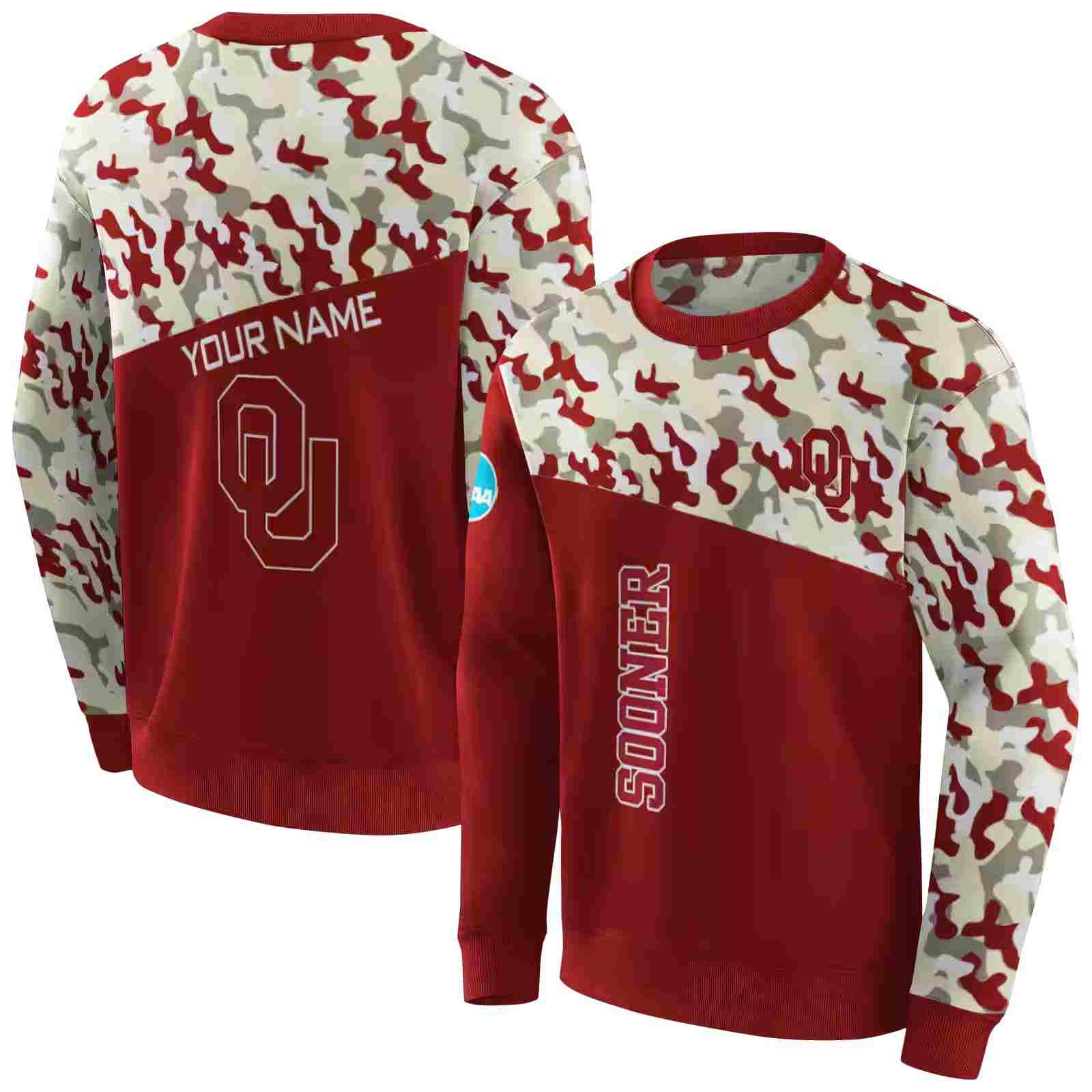 custom oklahoma sooners camo pattern crimson hoodie premium grade