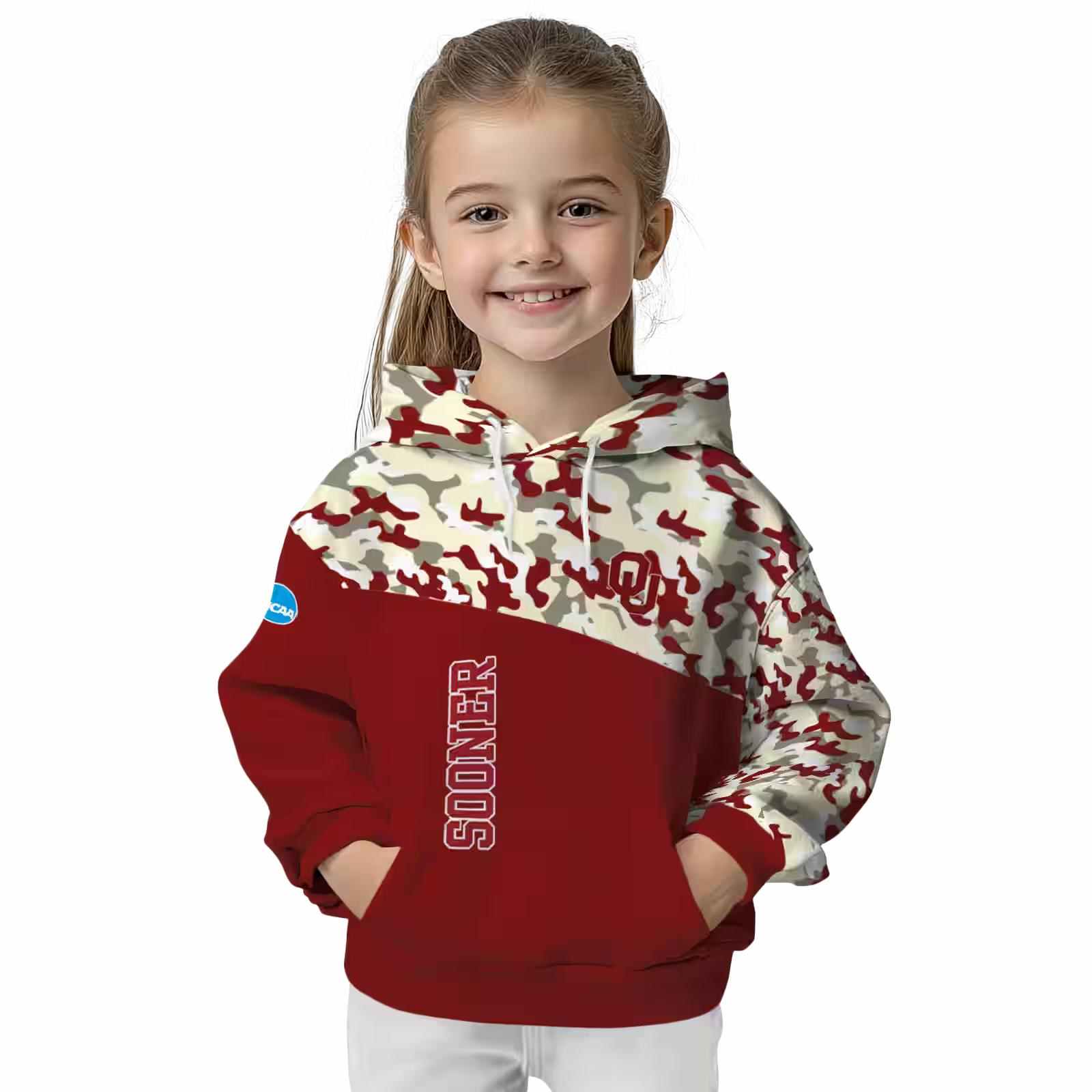 custom oklahoma sooners camo pattern crimson hoodie top rated