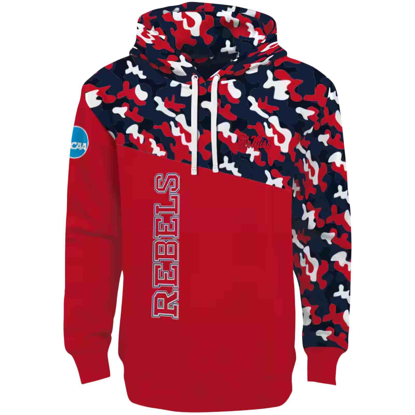 Custom Ole Miss Rebels Camo Pattern Red Hoodie